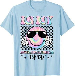 In My Assistant Principal Era Groovy Tie Dye Back To School T-Shirt - T-Shirt | Light Blue