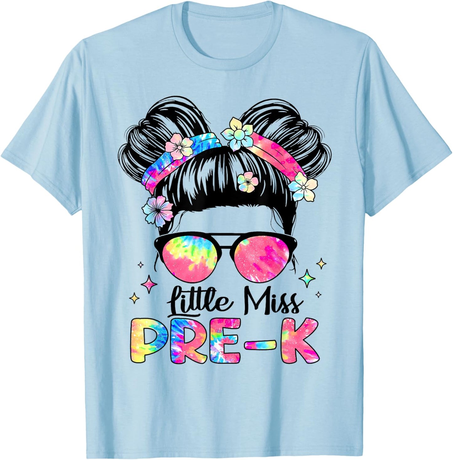 Little Miss Pre-K Girls Kids Back To School Preschool T-Shirt - T-Shirt | Light Blue