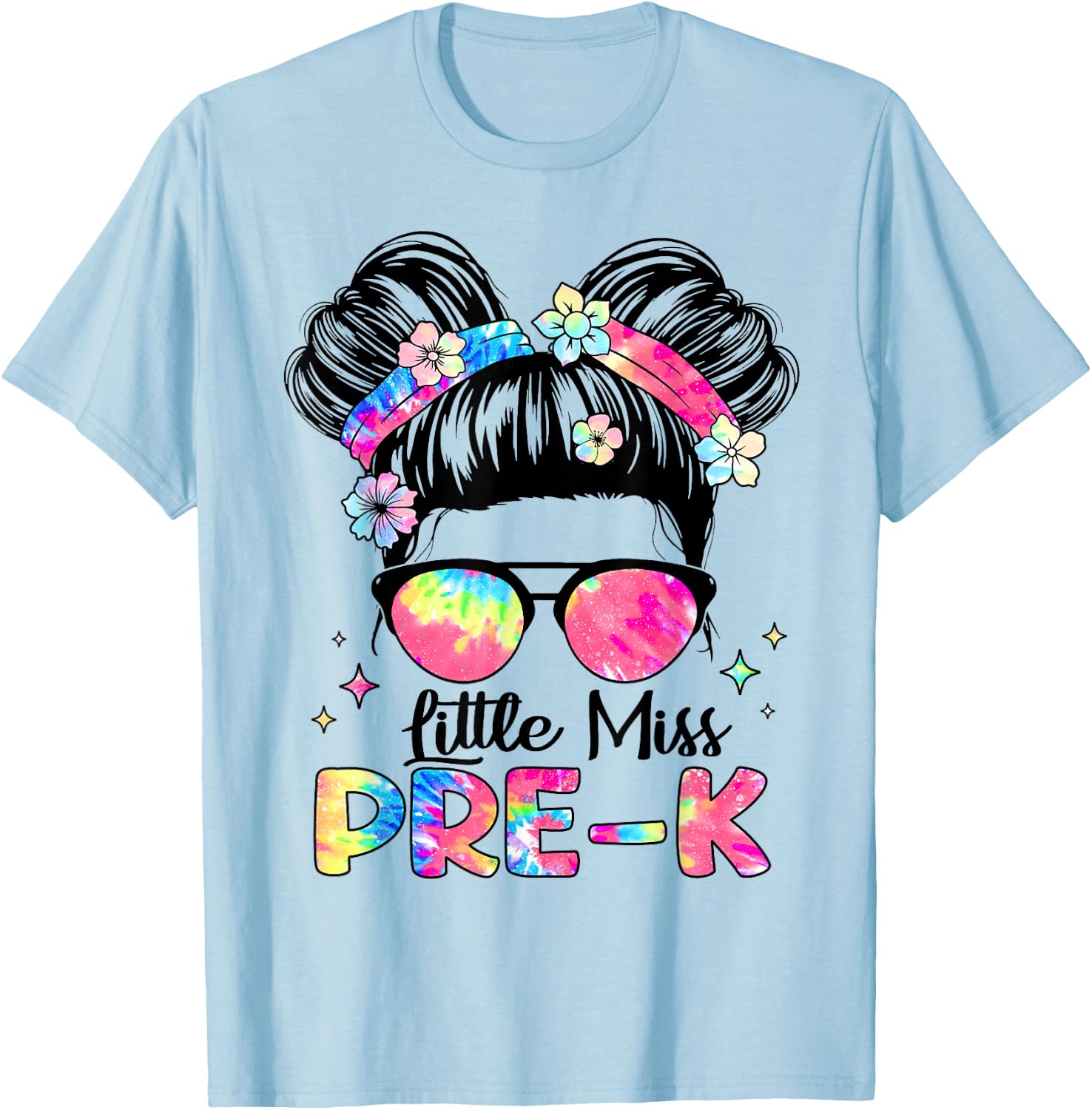 Little Miss Pre-K Girls Kids Back To School Preschool T-Shirt - T-Shirt | Light Blue