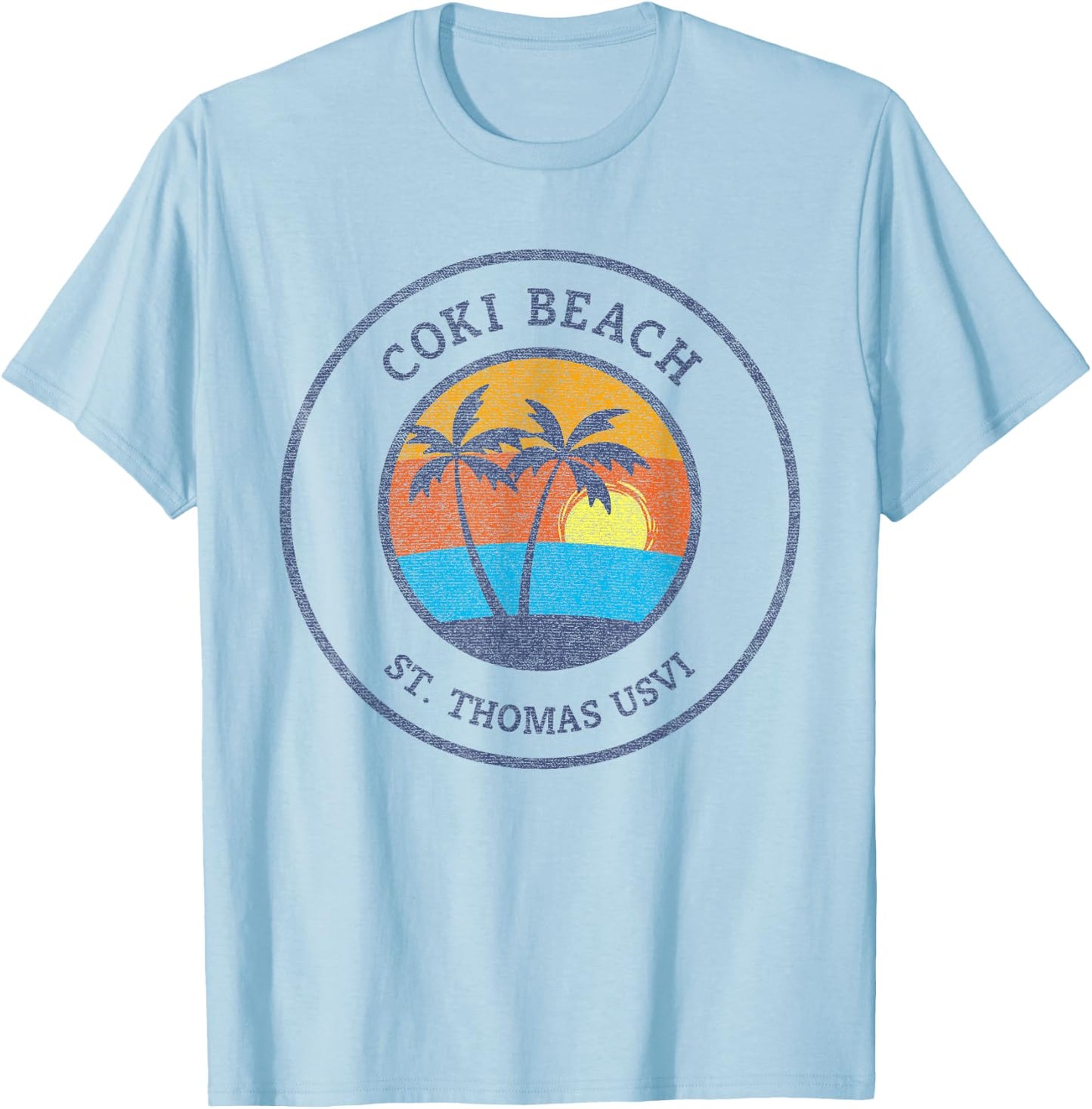 Coki Beach St. Thomas United States Virgin Islands Men Women T-Shirt - T-Shirt | Light Blue