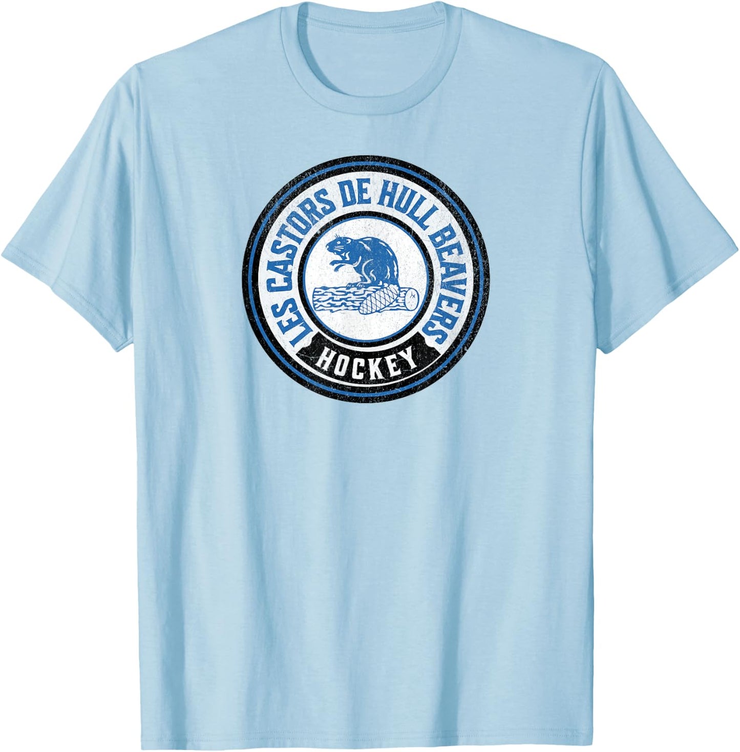 Vintage Beaver Logo Defunct Hockey Team Hull Beavers T-Shirt - T-Shirt | Light Blue