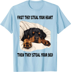Rottweiler Sleeping Pajamas Nightgown T-Shirt - T-Shirt | Light Blue