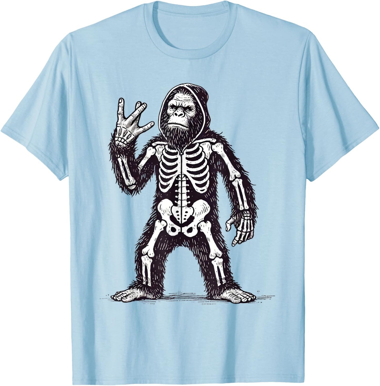 Cool Halloween Pumpkin Bigfoot Skeleton Westside T-Shirt - T-Shirt | Light Blue