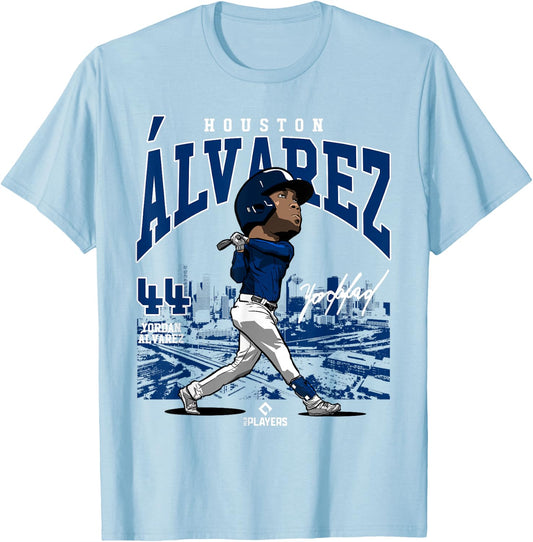 Yordan Alvarez | Houston Baseball MLB Players | MLBALV4051-S T-Shirt - T-Shirt | Light Blue