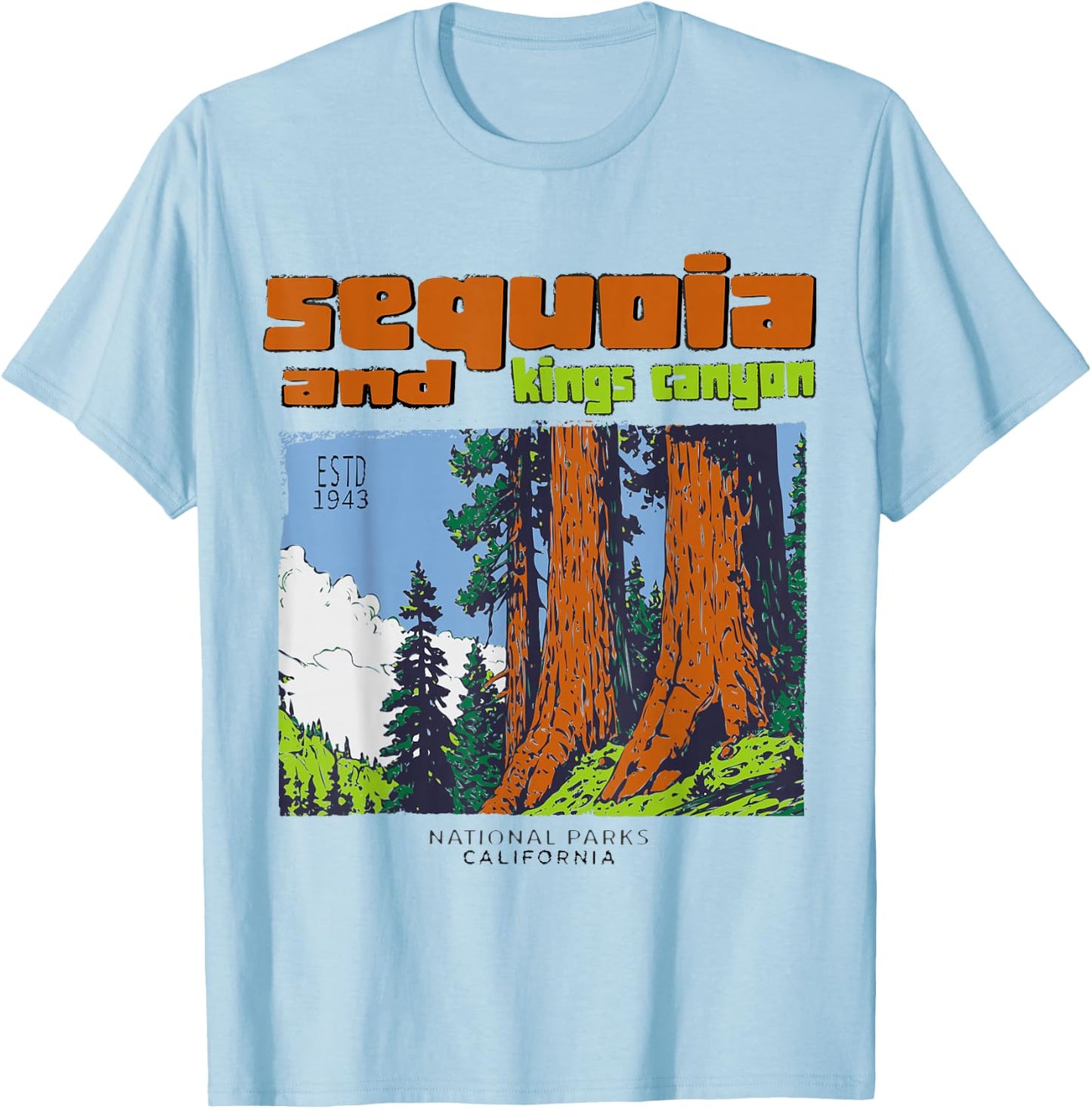 Sequoia Kings Canyon National Parks Vintage T-Shirt - T-Shirt | Light Blue