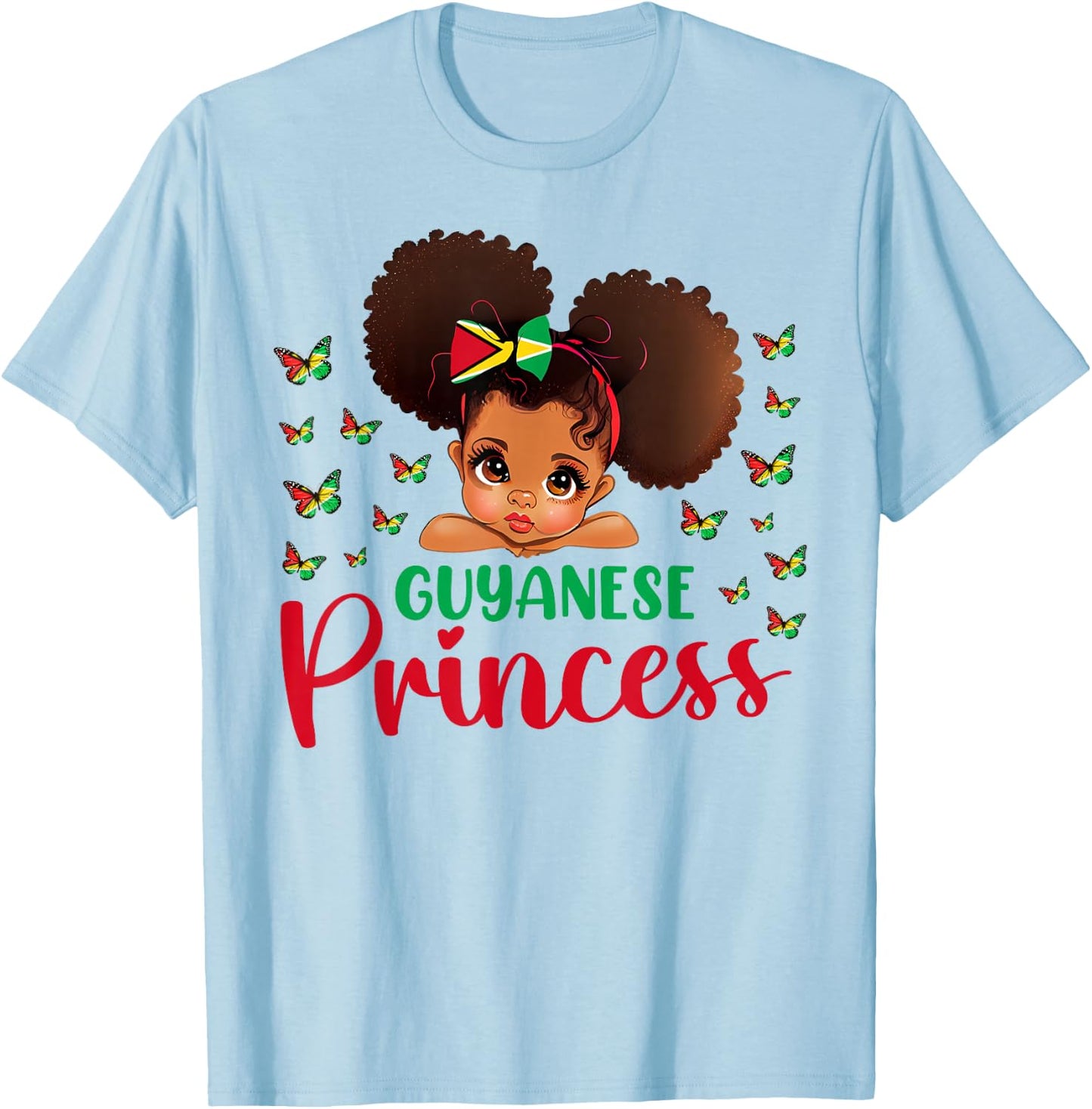 Guyanese Princess Guyana for Black Girls Kids T-Shirt - T-Shirt | Light Blue
