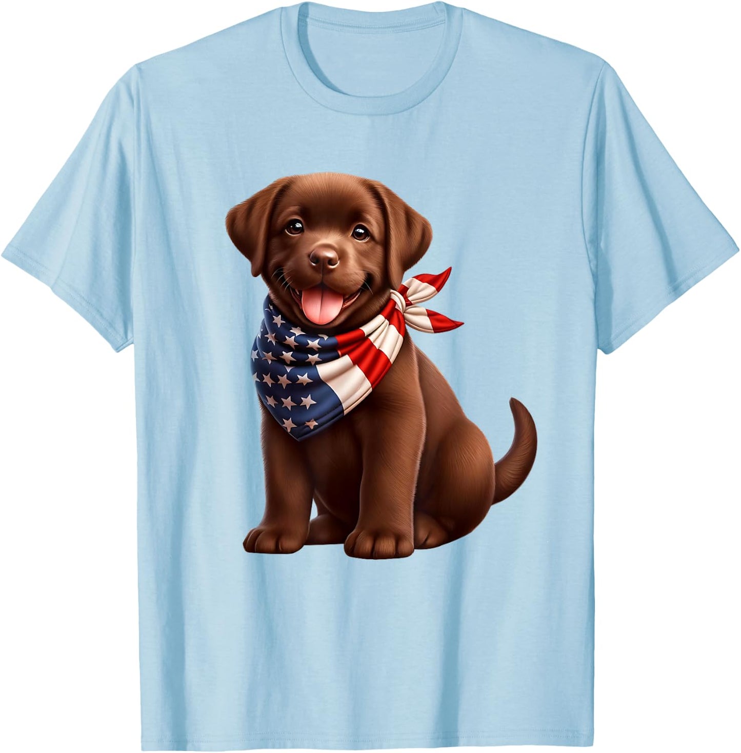 Cute Chocolate Labrador Puppy 4th Of July Dog T-Shirt - T-Shirt | Light Blue