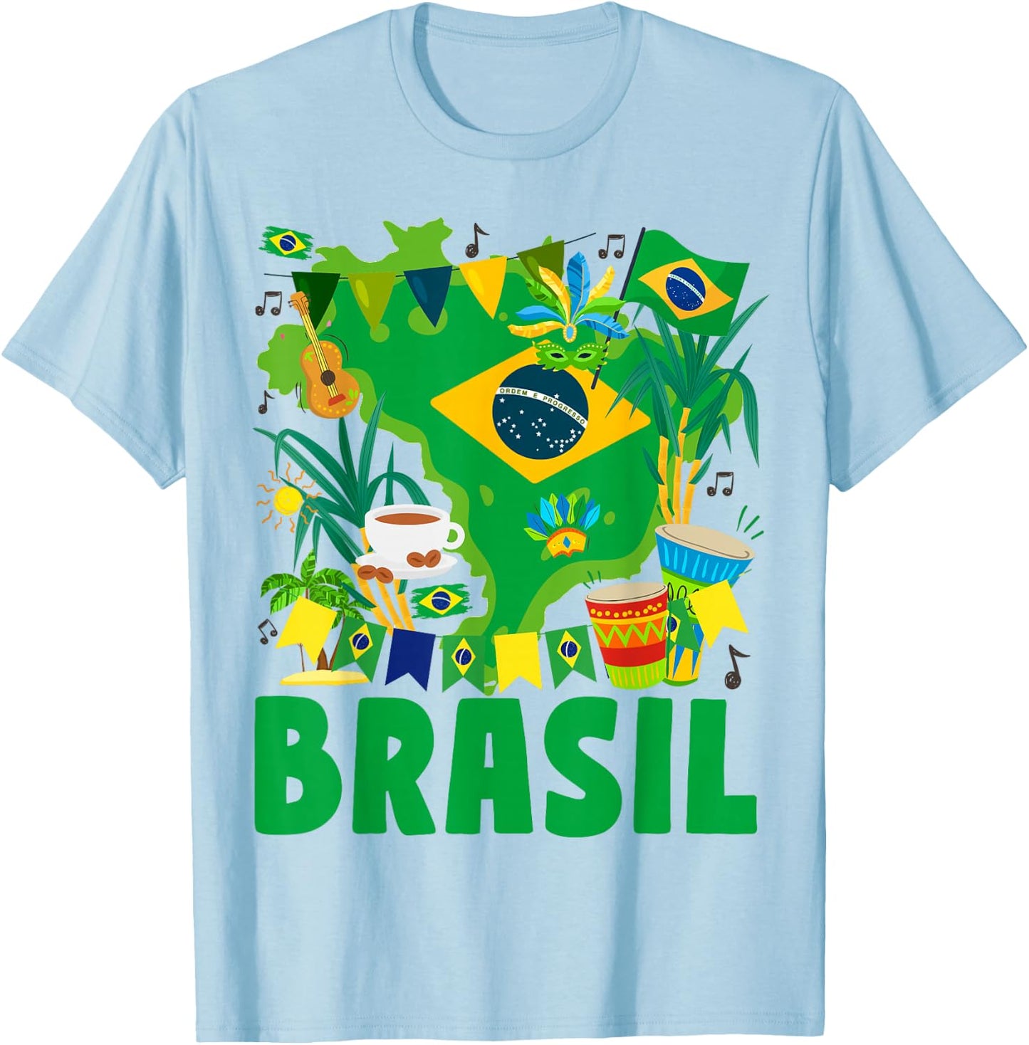Brasil Flag Outfit Idea For Kids Brazil & Brazilian Flag T-Shirt - T-Shirt | Light Blue
