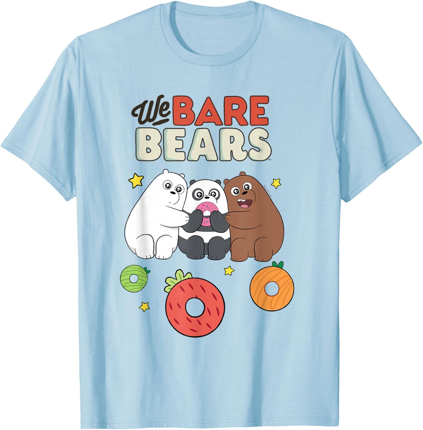 We Bare Bears Love Colorful Donuts Funny Cartoon T-Shirt - T-Shirt | Light Blue