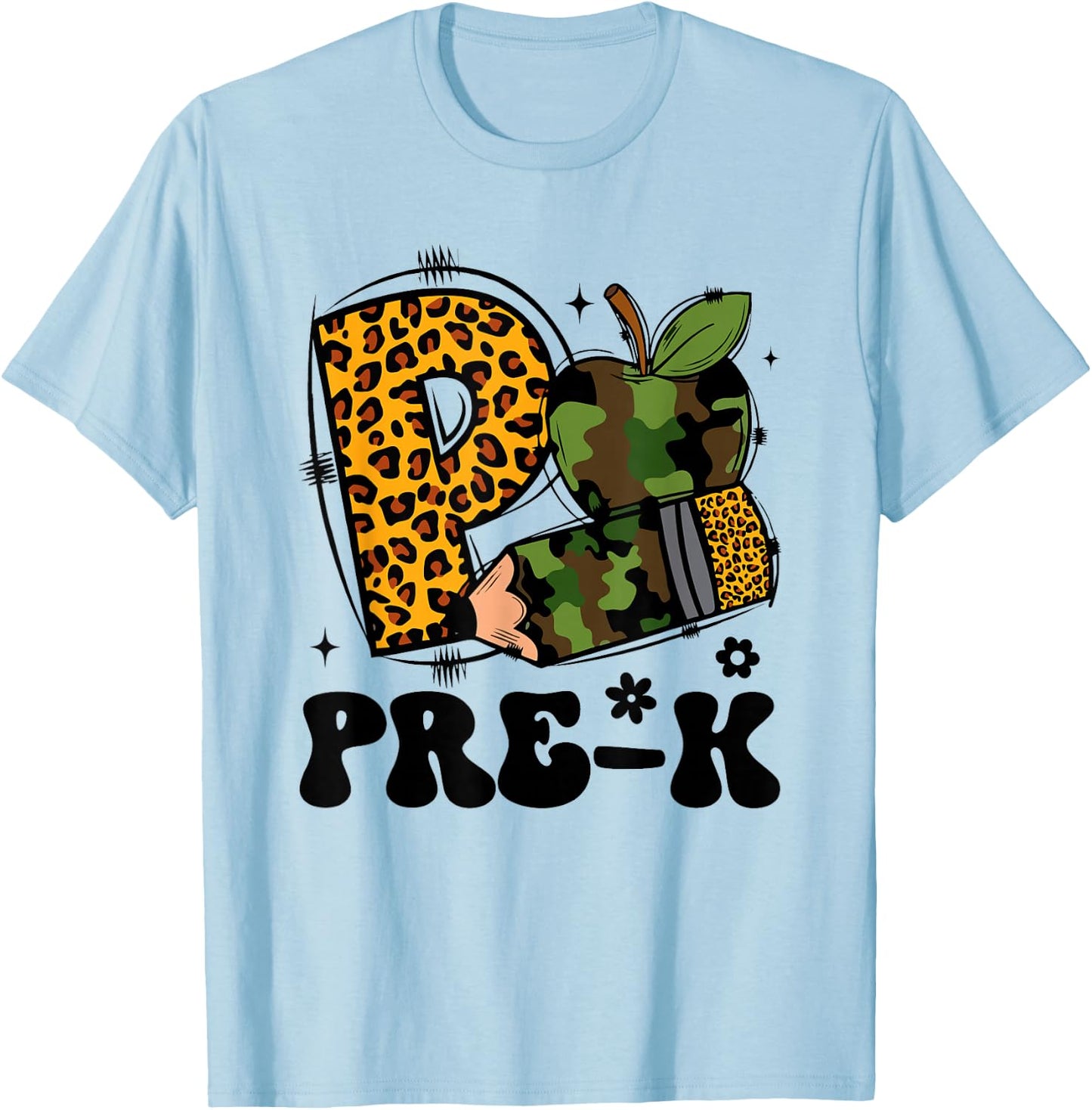 Cute Camo Pre K Back To School Funny Teacher Kid Preschool T-Shirt - T-Shirt | Light Blue