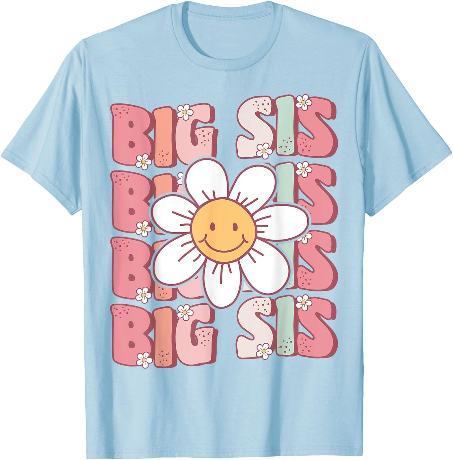 Groovy Big Sis Matching Family Birthday Party Daisy Flower T-Shirt - T-Shirt | Light Blue
