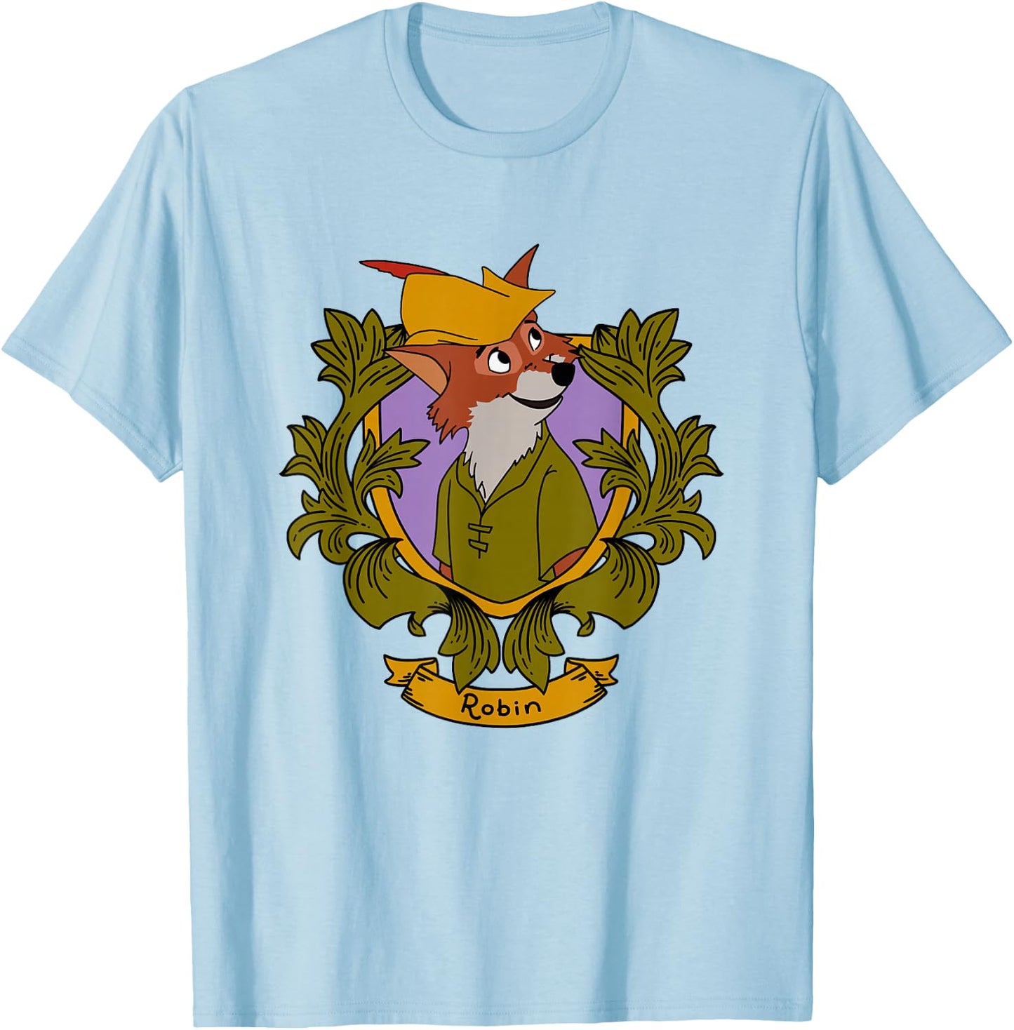 Disney Robin Hood Robin Vintage Floral Portrait T-Shirt - T-Shirt | Light Blue