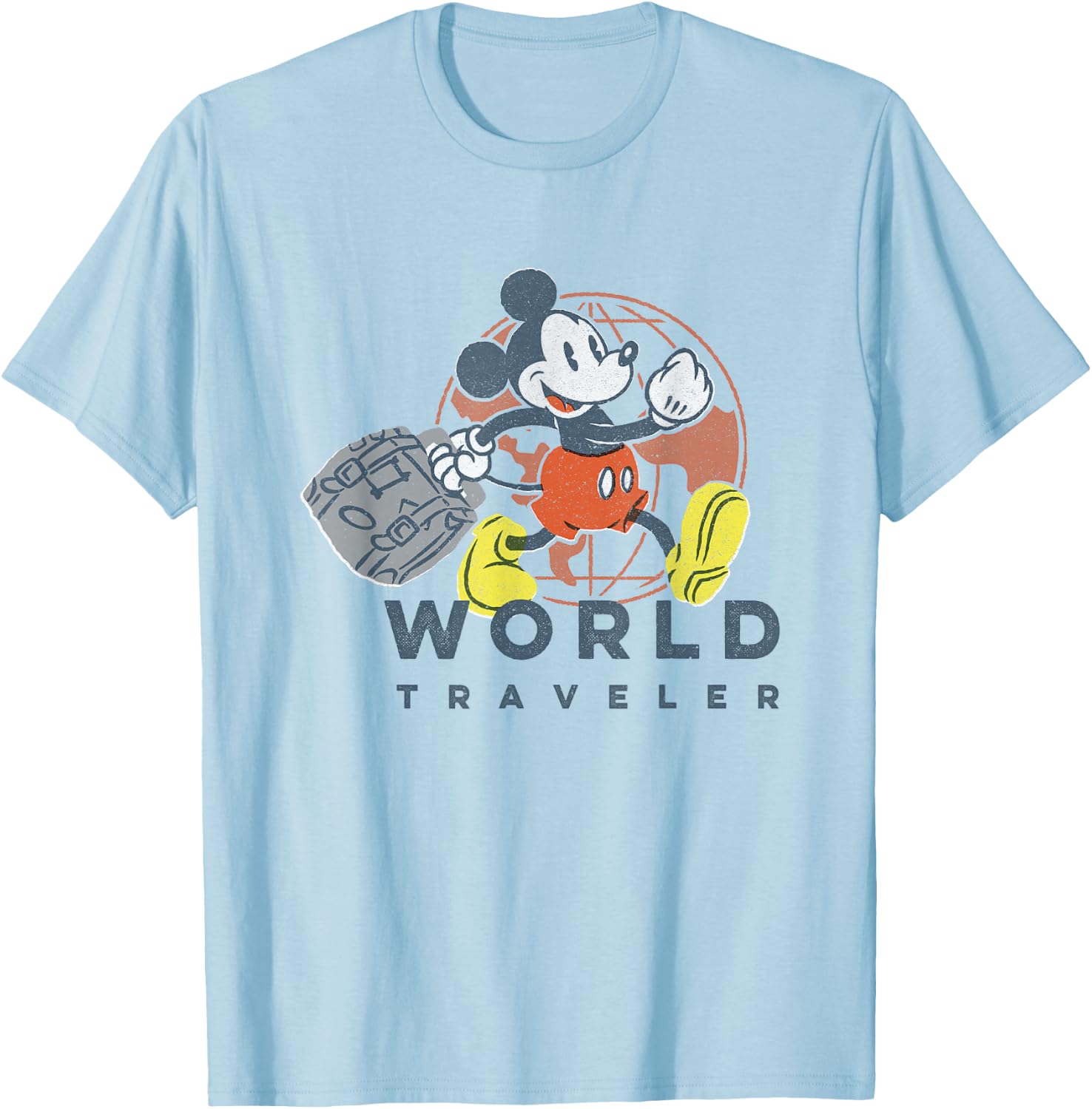 Disney Mickey and Friends World Traveler Retro Mickey Logo T-Shirt - T-Shirt | Light Blue