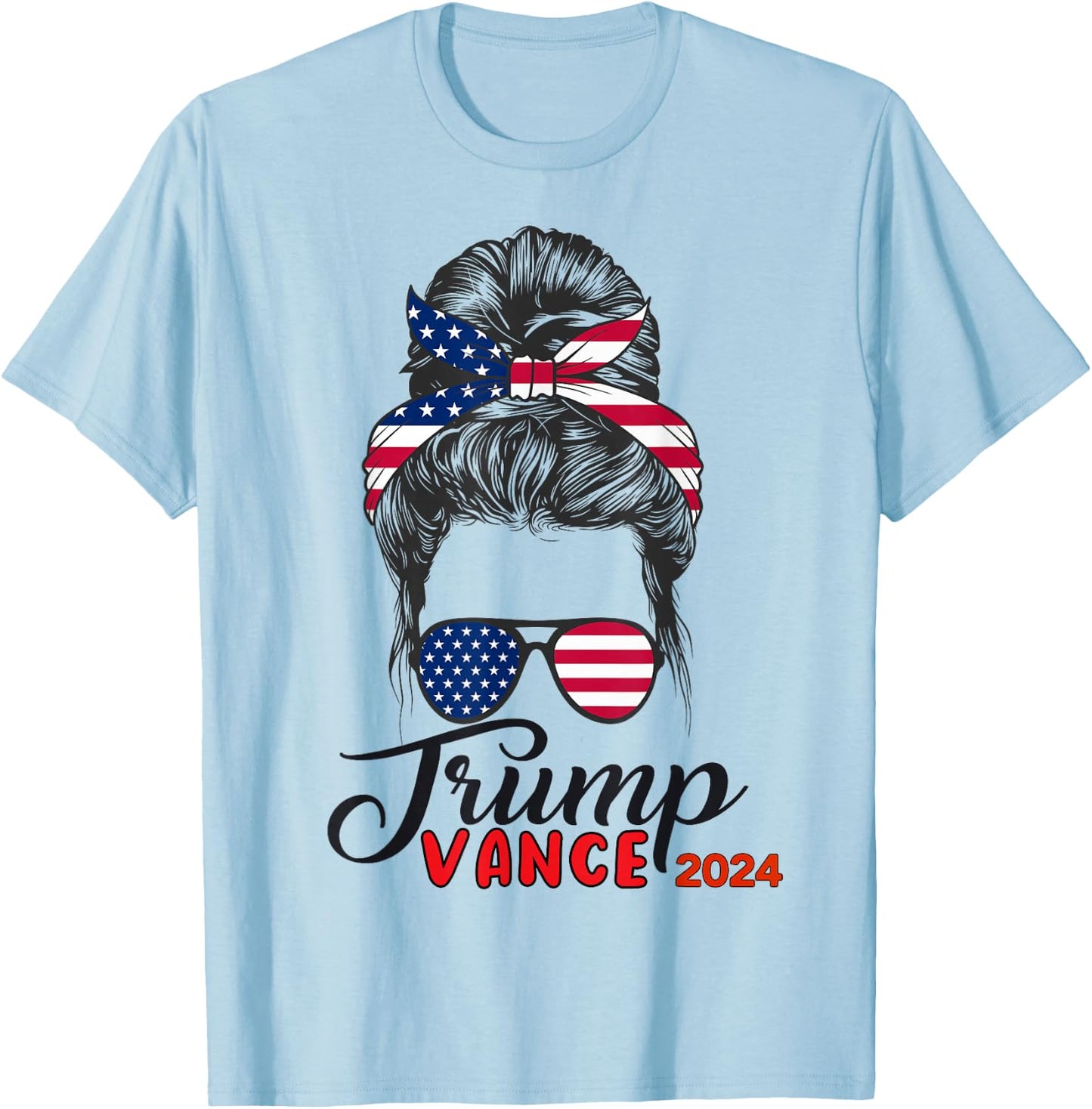 Trump Vance 2024 Trump Girl USA Flag T-Shirt - T-Shirt | Light Blue