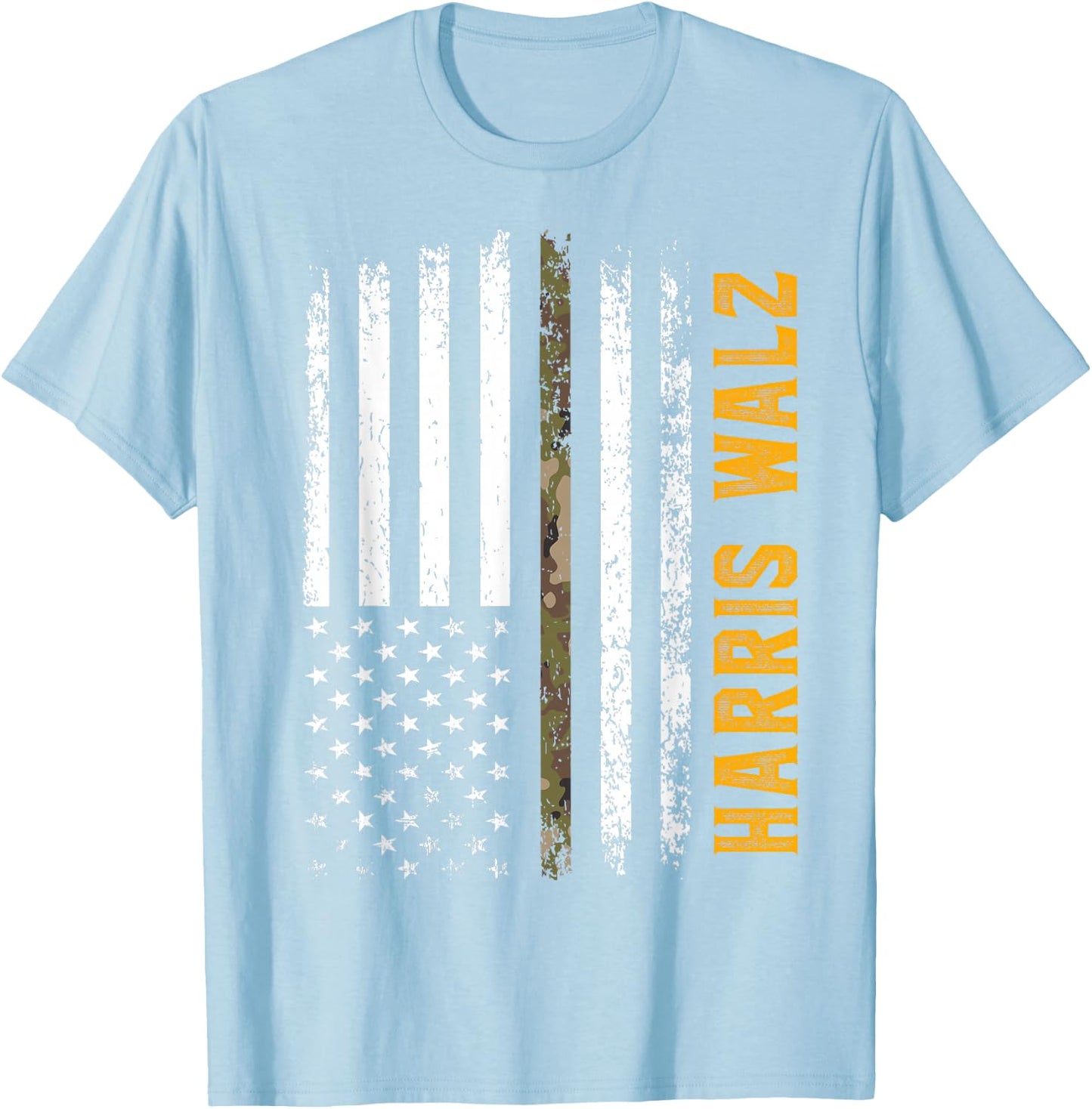 Harris Walz 2024 Presidential Election Kamala Camo Flag T-Shirt - T-Shirt | Light Blue