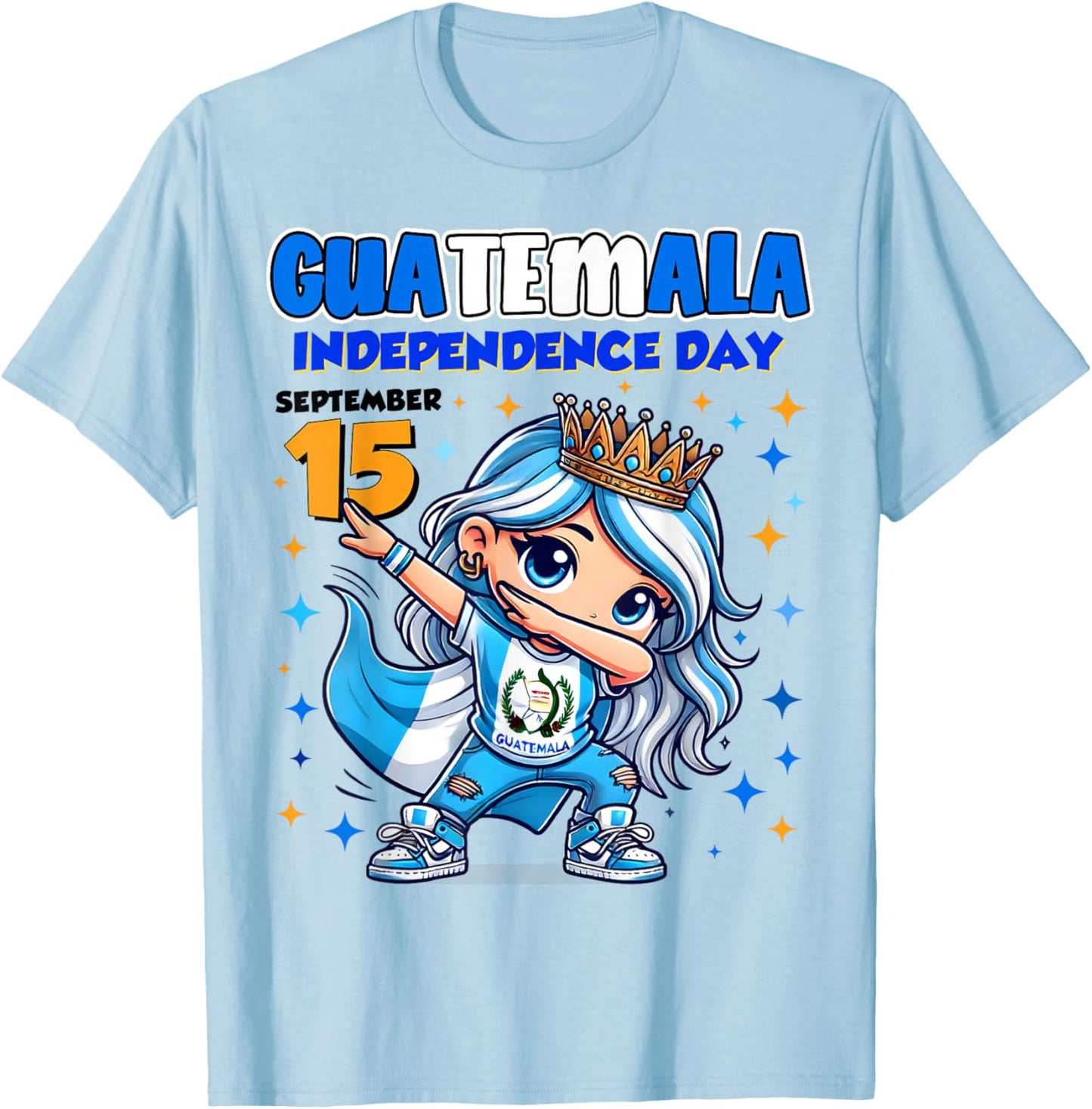 Guatemala Independence Day September 15 Celebration girls T-Shirt - T-Shirt | Light Blue