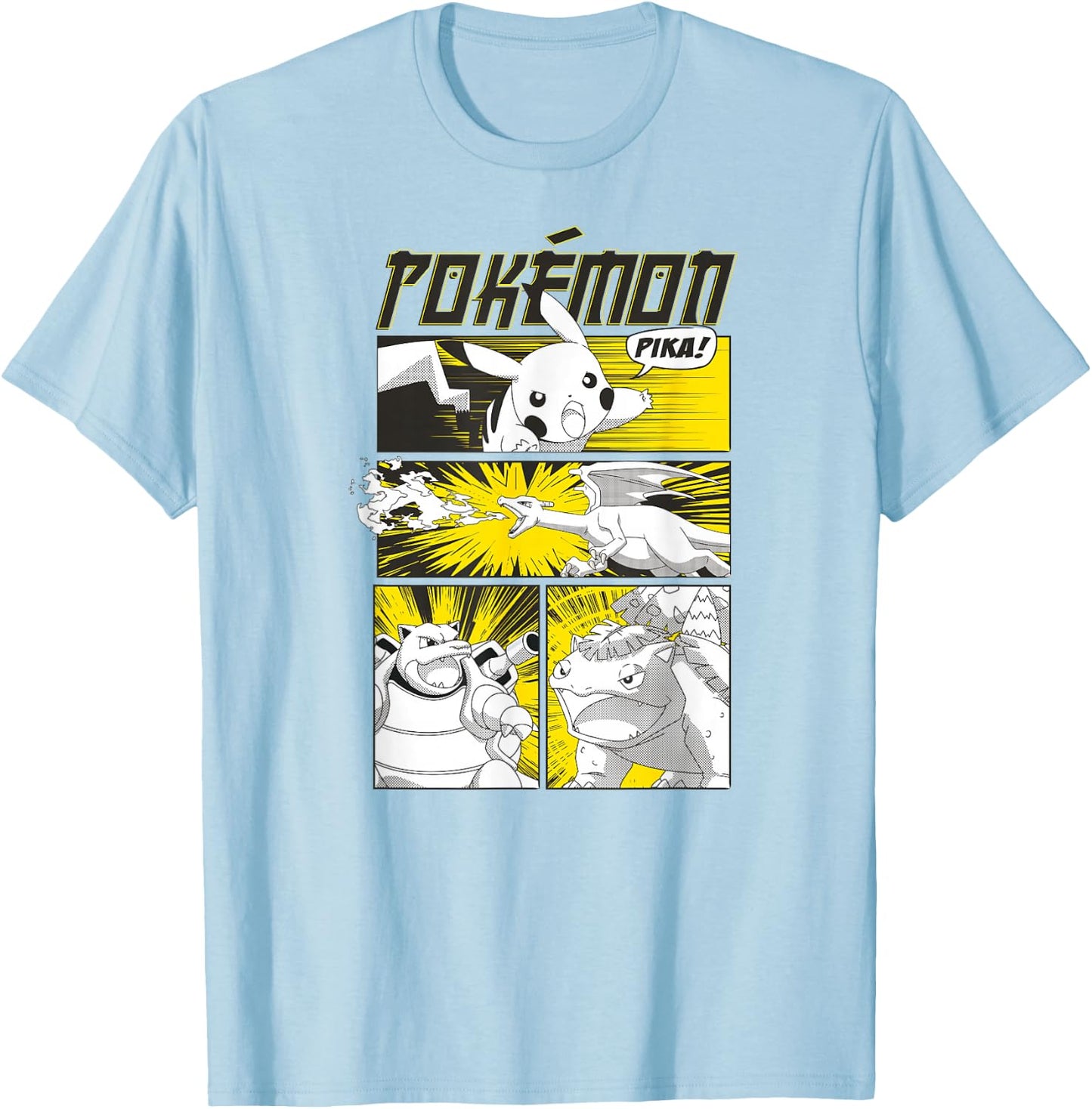 Pokémon - Pikachu Anime Battle Scene T-Shirt - T-Shirt | Light Blue
