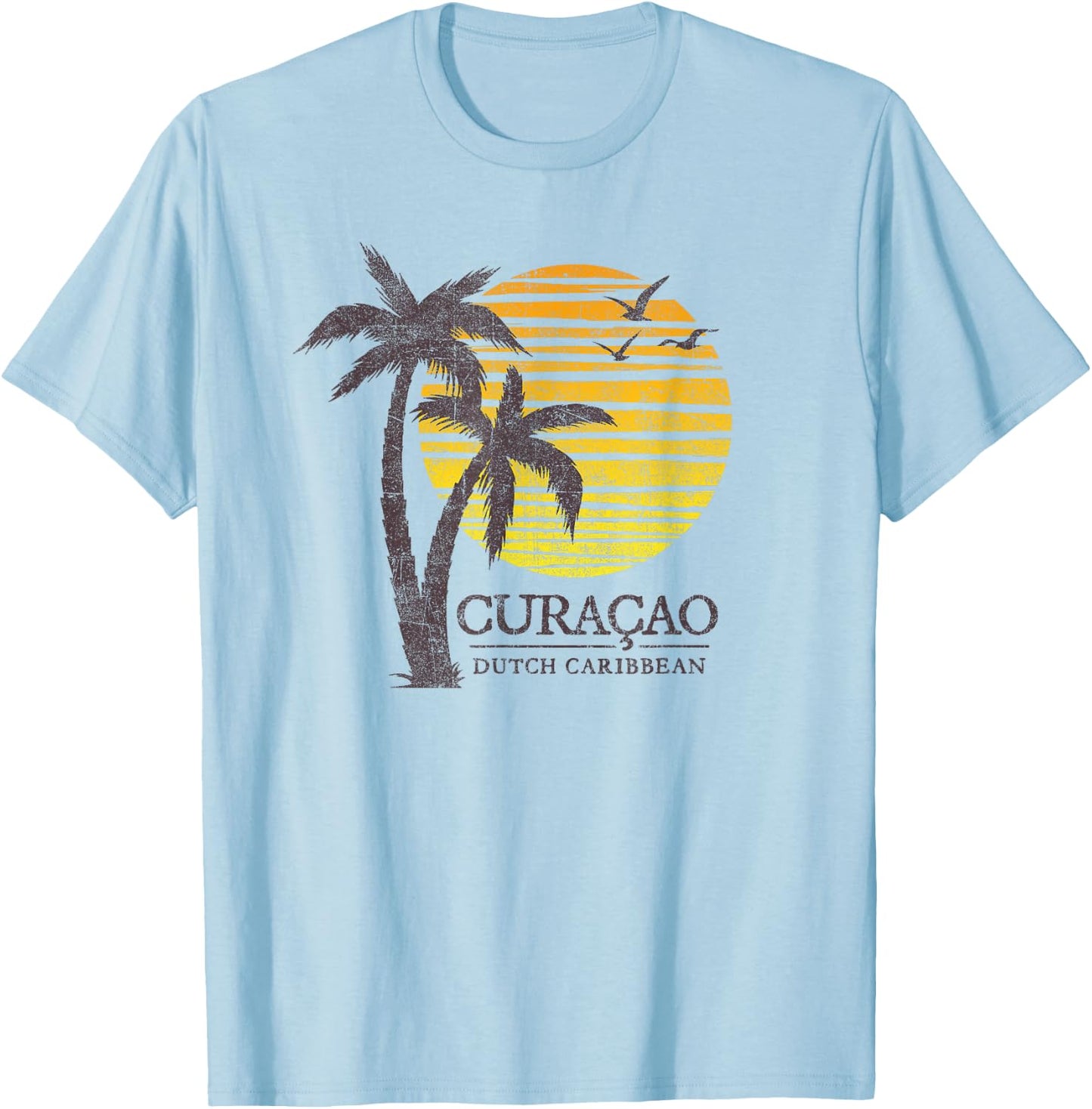Curacao Dutch Antilles Beach Sunset Souvenir T-Shirt - T-Shirt | Light Blue