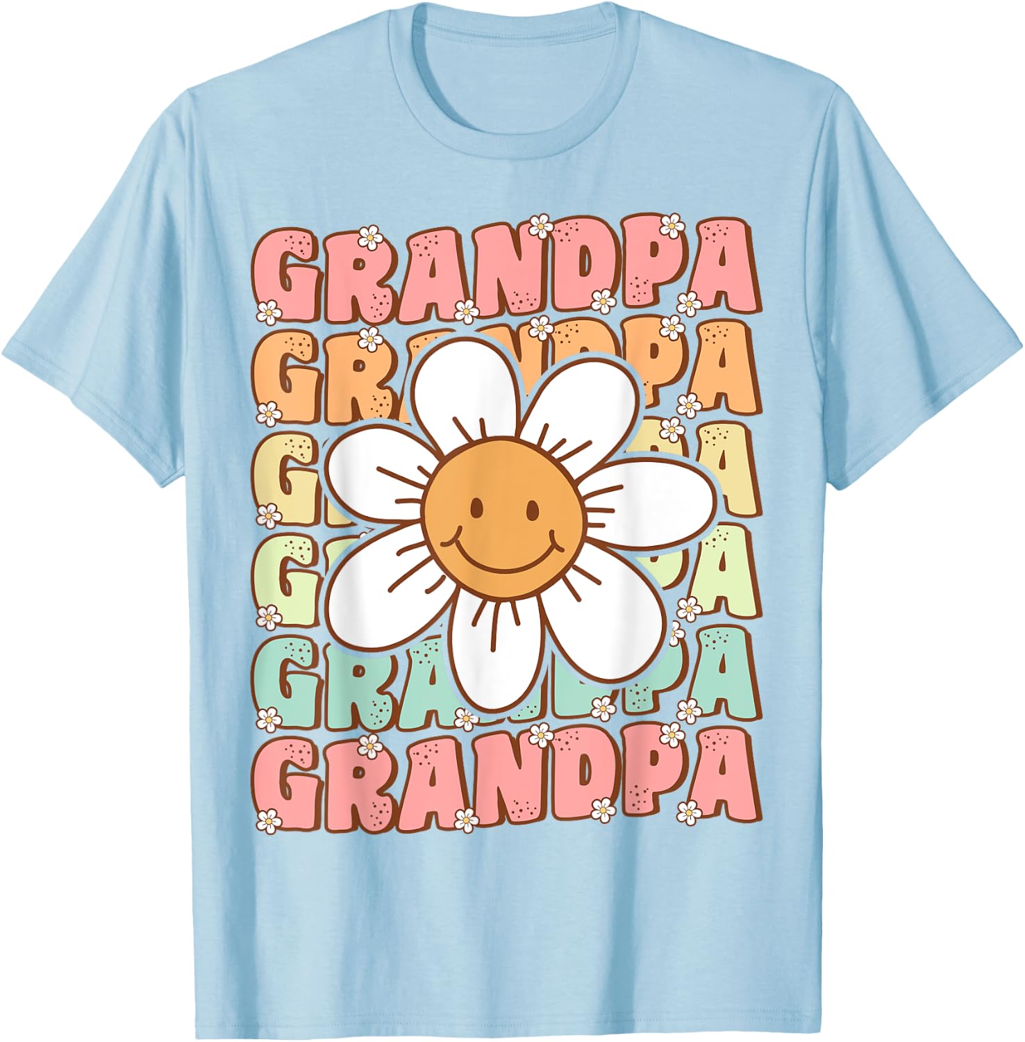 Groovy Grandpa Matching Family Birthday Party Daisy Flower T-Shirt - T-Shirt | Light Blue