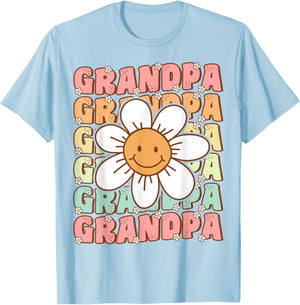 Groovy Grandpa Matching Family Birthday Party Daisy Flower T-Shirt - T-Shirt | Light Blue