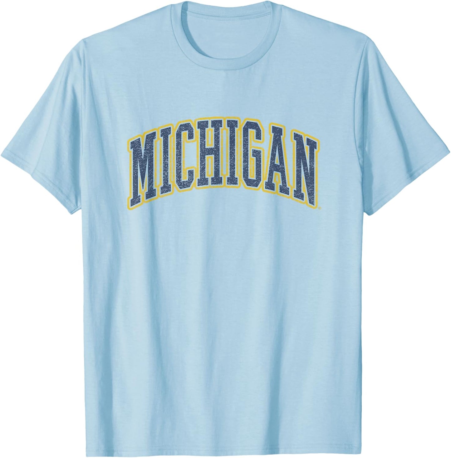 University of Michigan Wolverines U of M Distressed School T-Shirt - T-Shirt | Light Blue