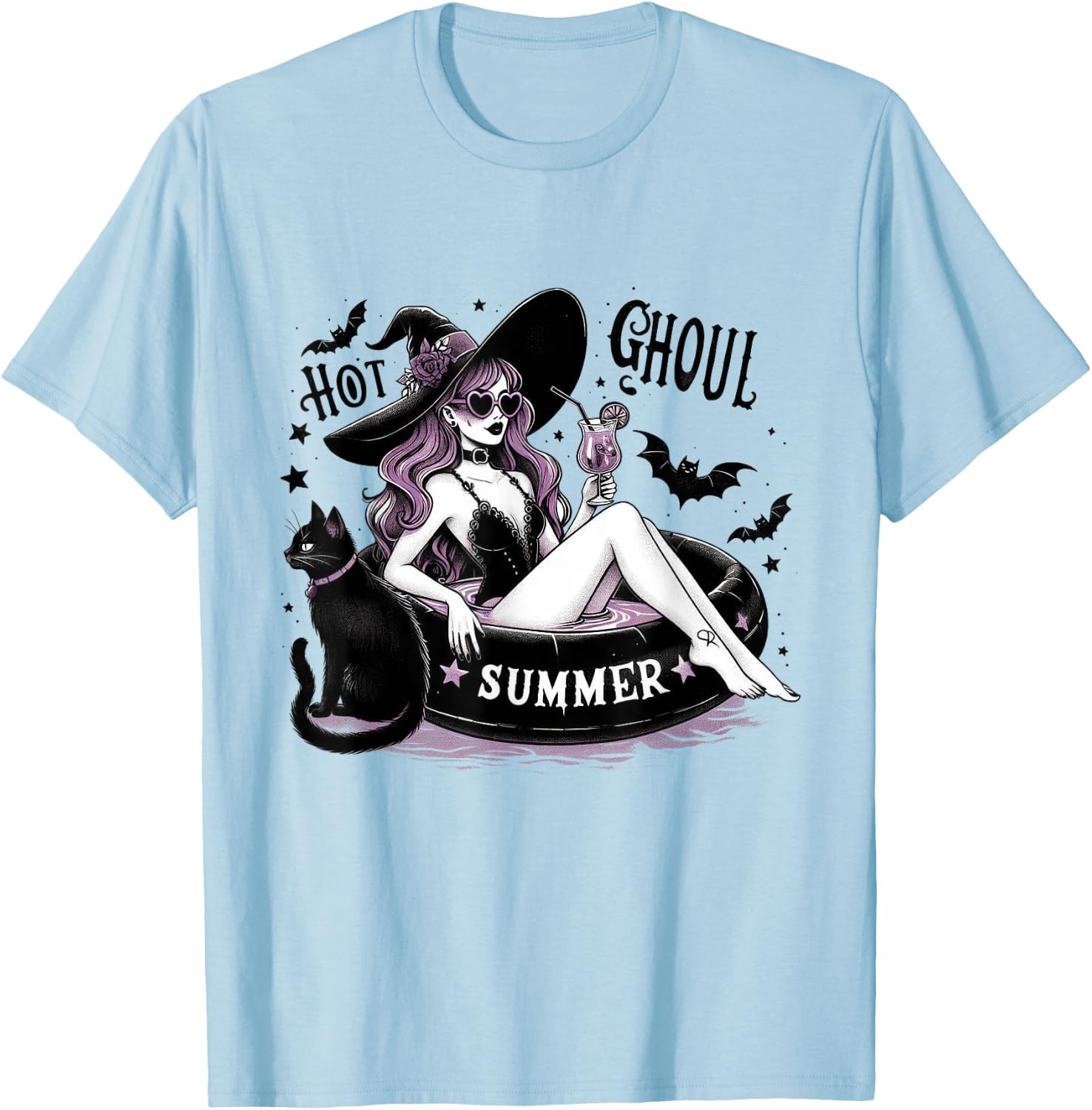 Hot Ghoul Summer Halloween Witch Party Costume T-Shirt - T-Shirt | Light Blue