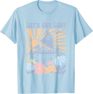 Disney Moana Let's Get Lost Pastel Colors Retro Chest Poster T-Shirt - T-Shirt | Light Blue