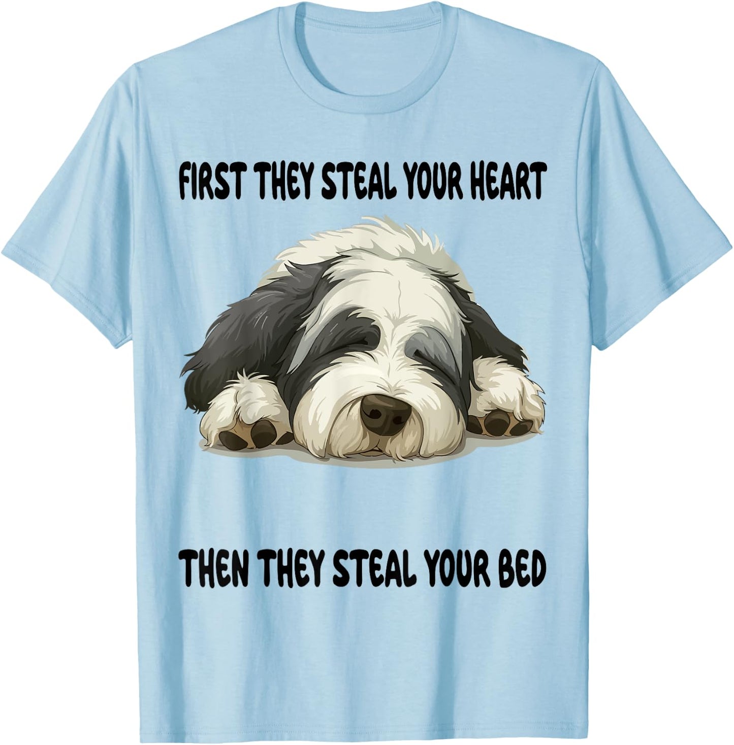 Old English Sheepdog Sleeping Pajamas Nightgown Women Kids T-Shirt - T-Shirt | Light Blue