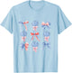 Pink Bows Cute Coquette shells y2k Girl Aesthetic USA bow T-Shirt - T-Shirt | Light Blue