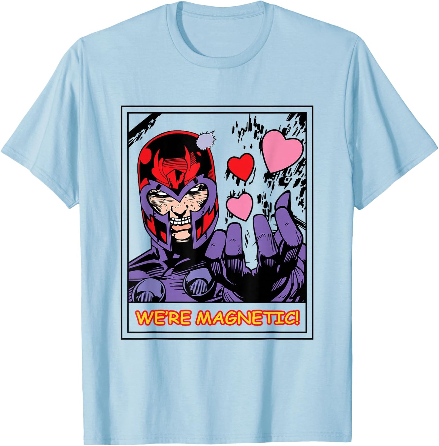 Marvel Valentine's Day We're Magnetic! Magneto Poster T-Shirt - T-Shirt | Light Blue