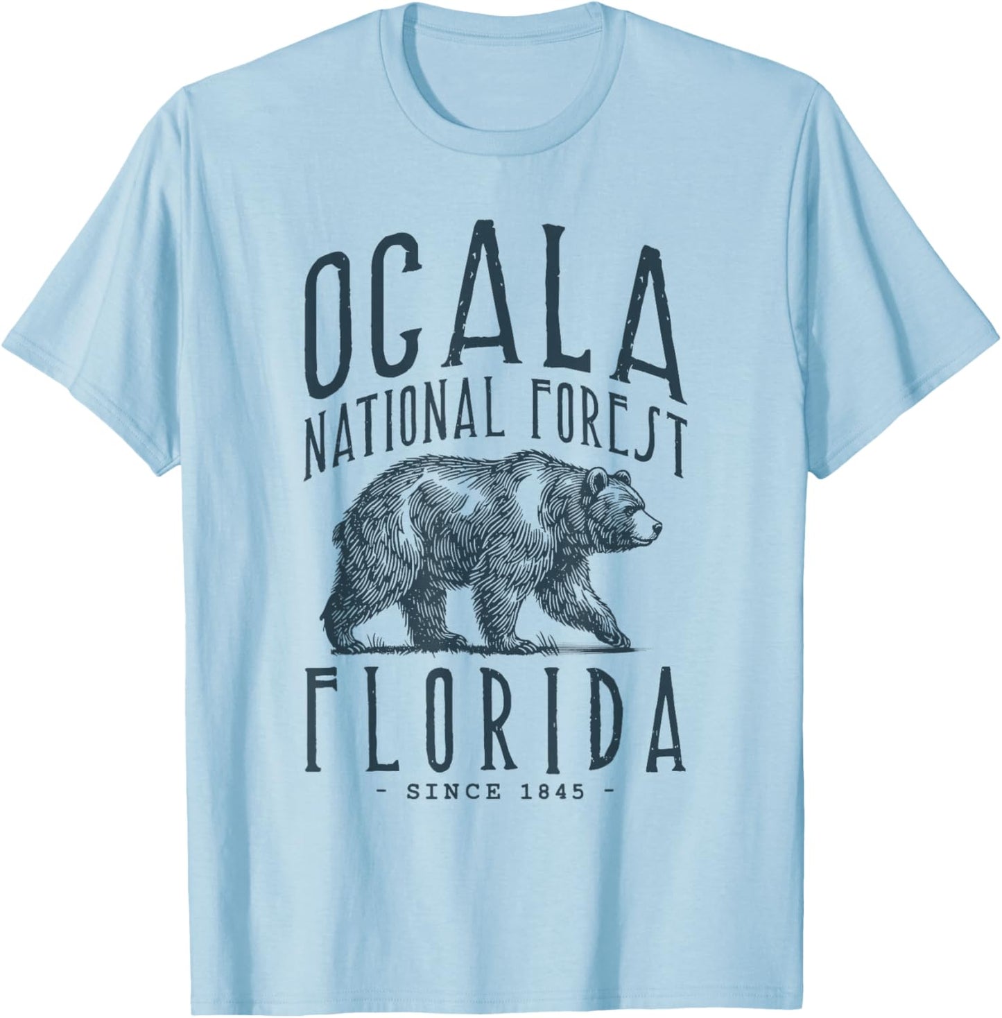 Ocala National Forest Florida. Bear Design T-Shirt - T-Shirt | Light Blue