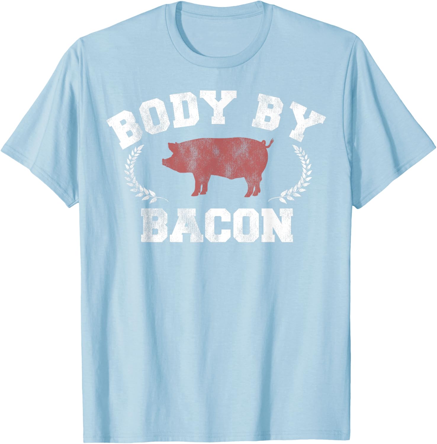 Body By Bacon Pig Vintage Collegiate T-Shirt - T-Shirt | Light Blue