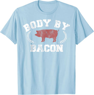 Body By Bacon Pig Vintage Collegiate T-Shirt - T-Shirt | Light Blue