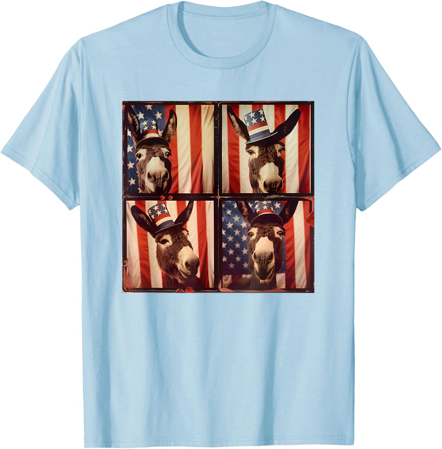 Donkey Farmer American Flag Patriotic 4th Of July Donkey Women Kids Men T-Shirt - T-Shirt | Light Blue