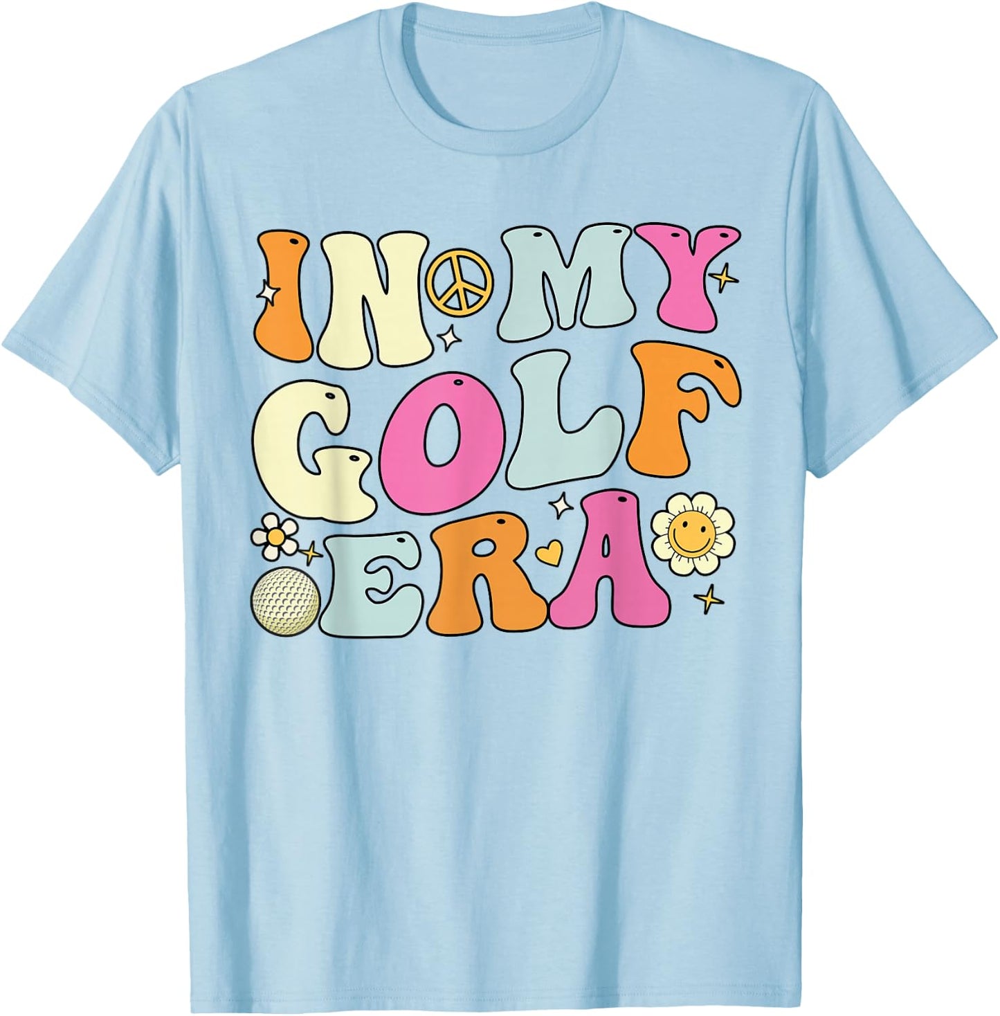 In My Golf Era, Cute Groovy Golf Player T-Shirt - T-Shirt | Light Blue