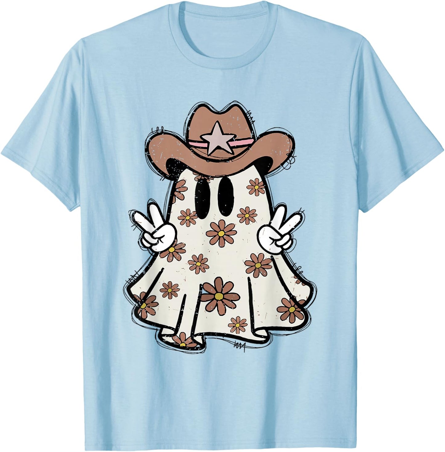 Retro Western Halloween Cowboy Ghost Howdy Cowgirl Ghost Boo T-Shirt - T-Shirt | Light Blue
