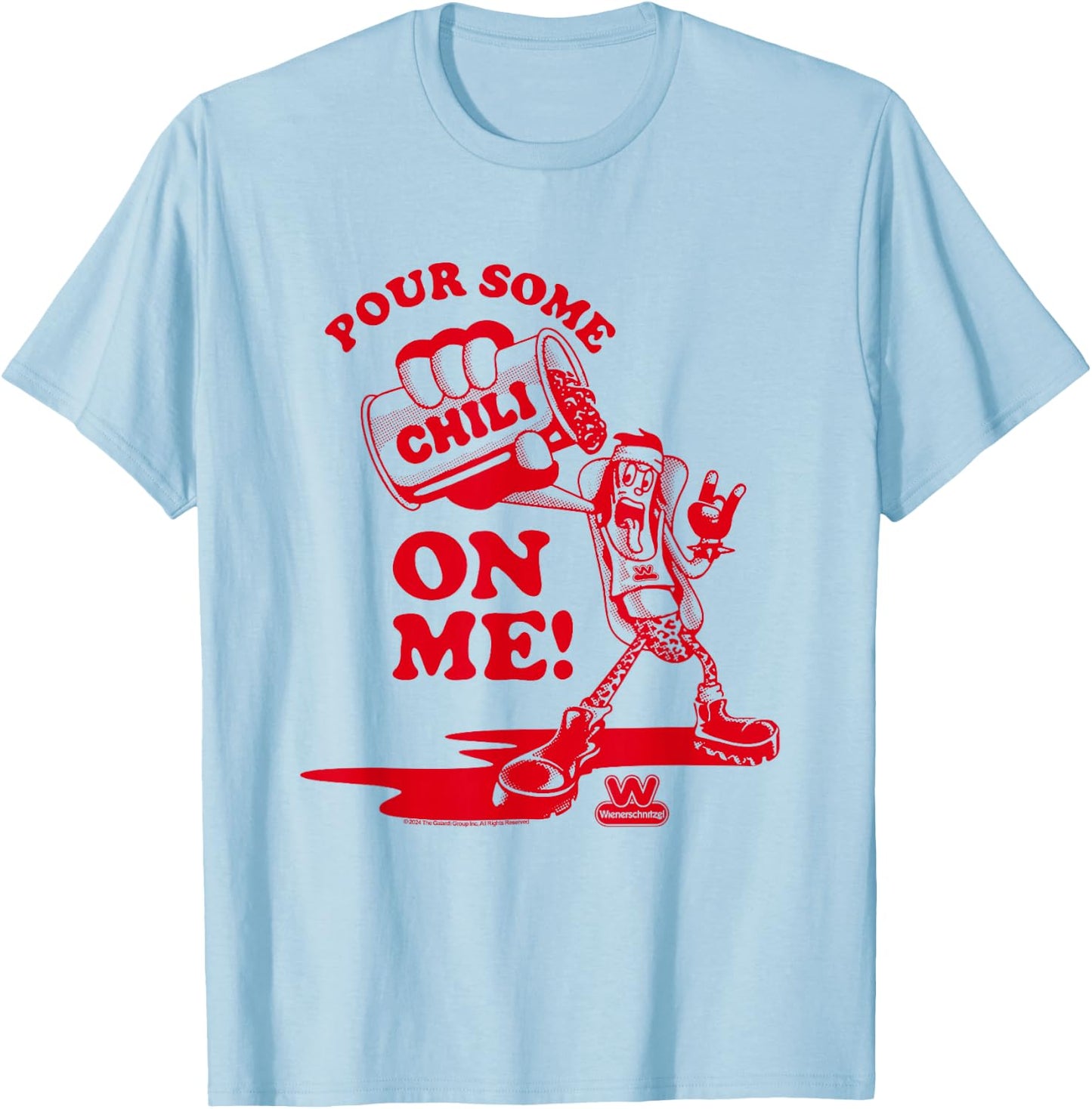 Wienerschnitzel Pour Some Chili On Me! TDO Vintage T-Shirt - T-Shirt | Light Blue