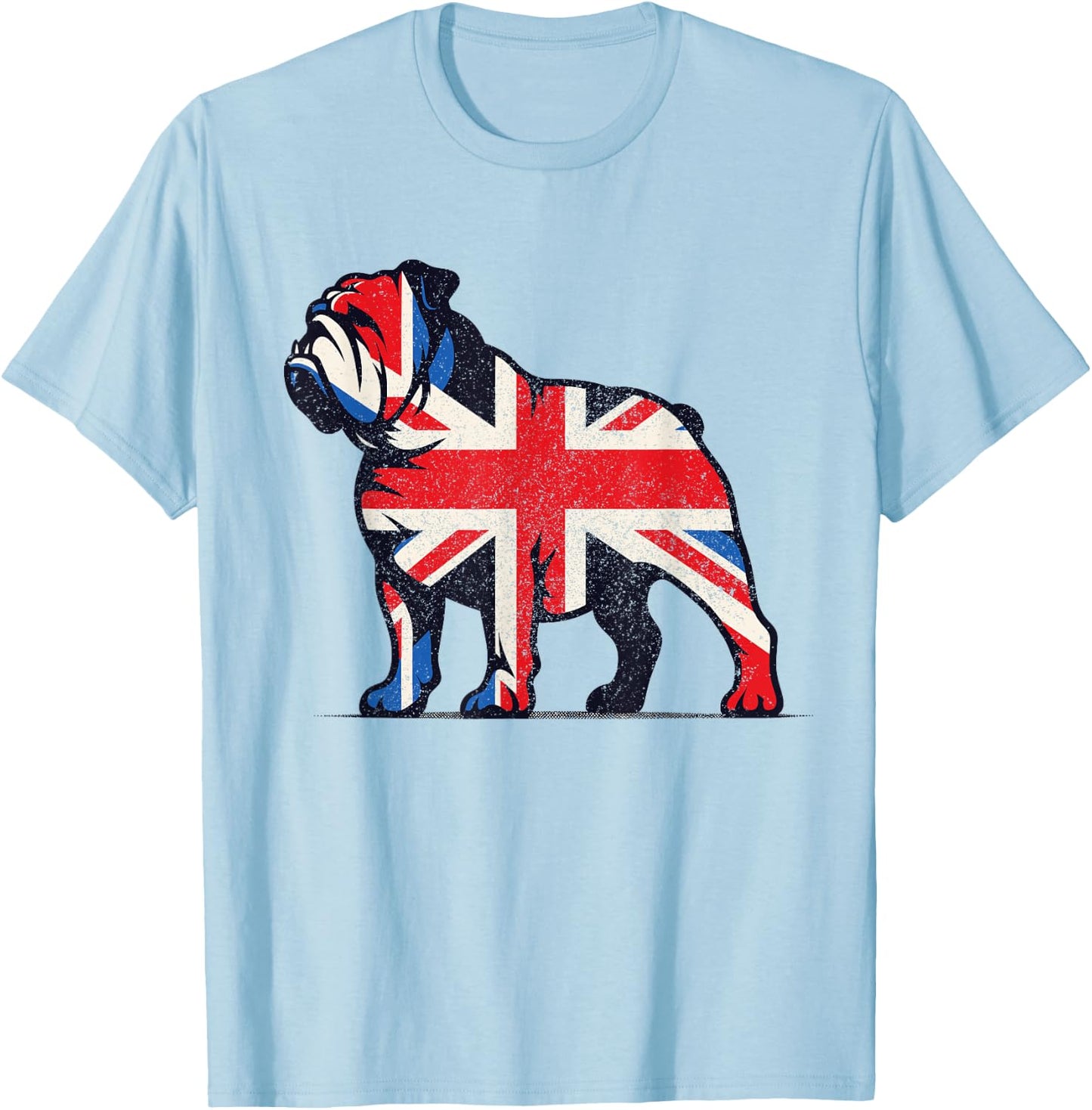 English Bulldog British Union Jack Great Britain Flag Men Women Kids T-Shirt - T-Shirt | Light Blue