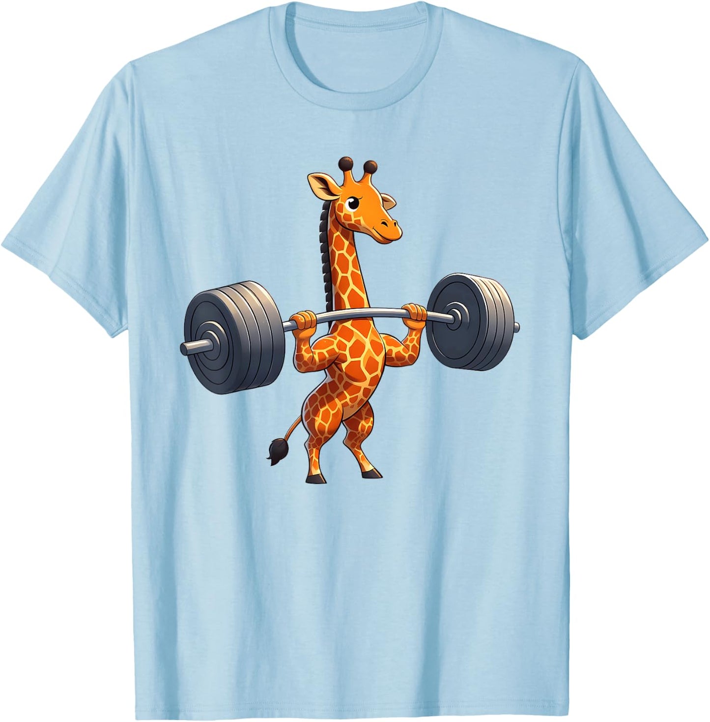 Weightlifting Funny Fitness Workout Gym Giraffe Lover T-Shirt - T-Shirt | Light Blue