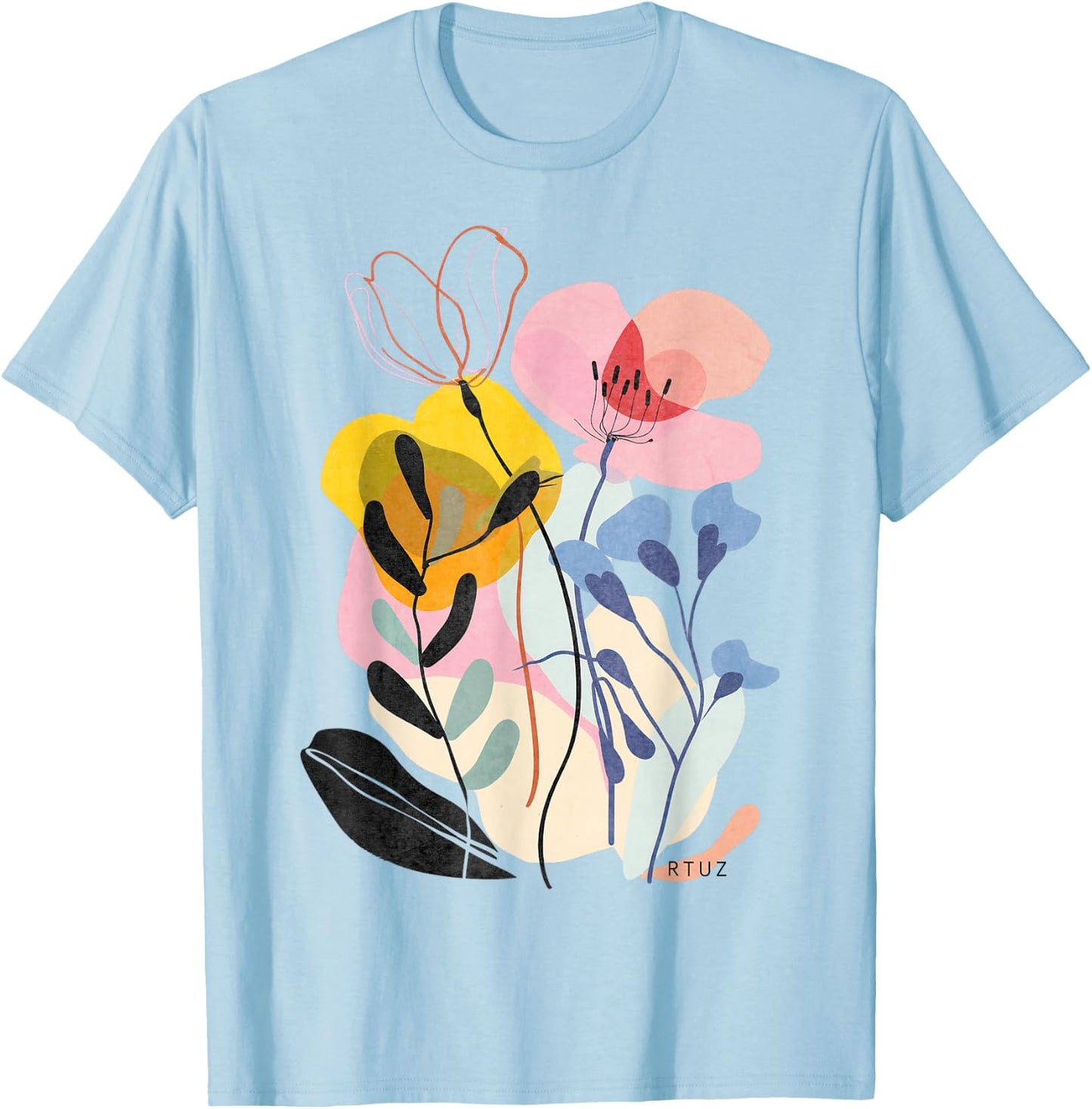 Boho Style Floral Pastel Design Flowers Hipster Streetwear T-Shirt - T-Shirt | Light Blue