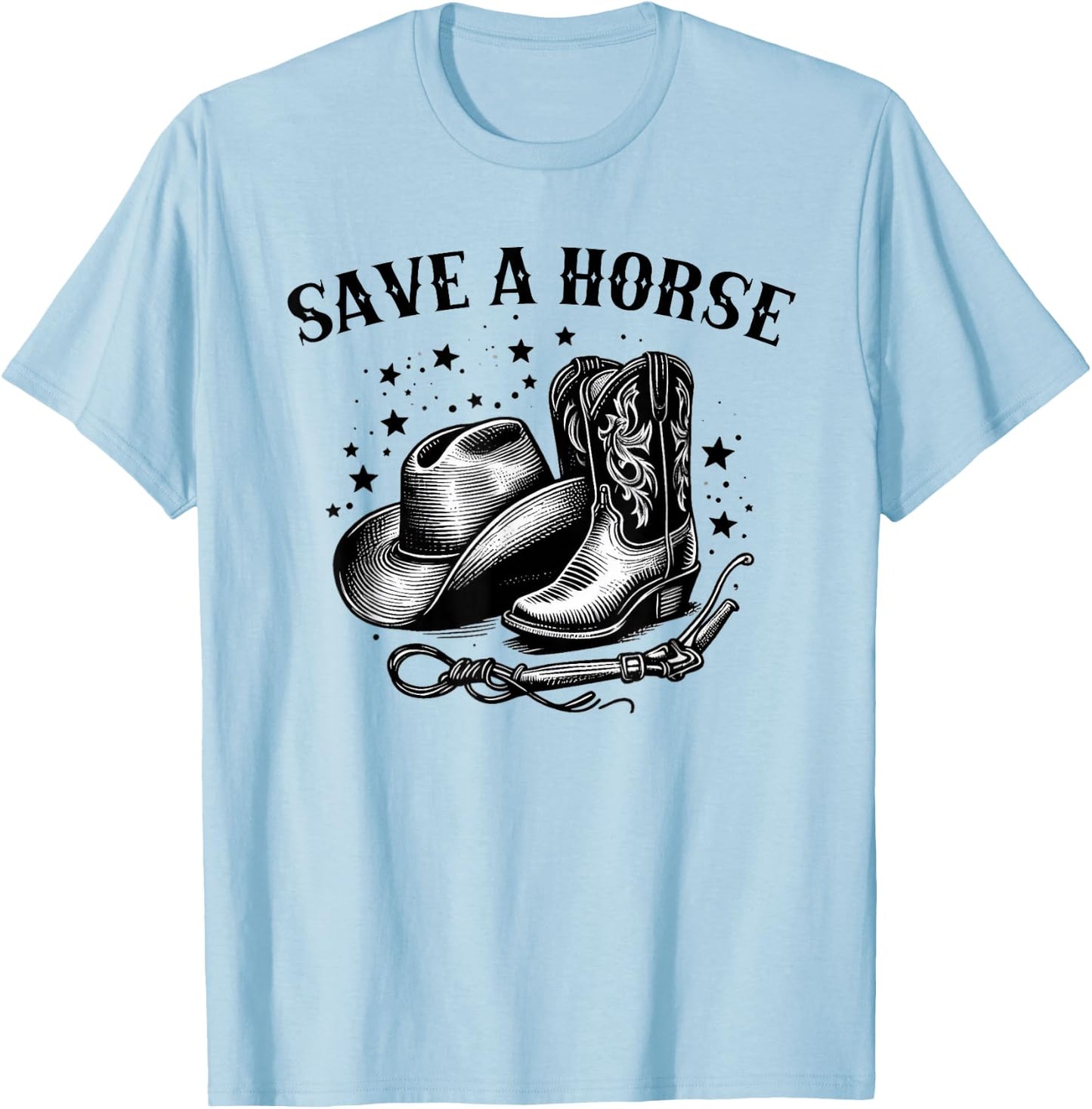 Save A Horse Western Country Retro Cowboy T-Shirt - T-Shirt | Light Blue