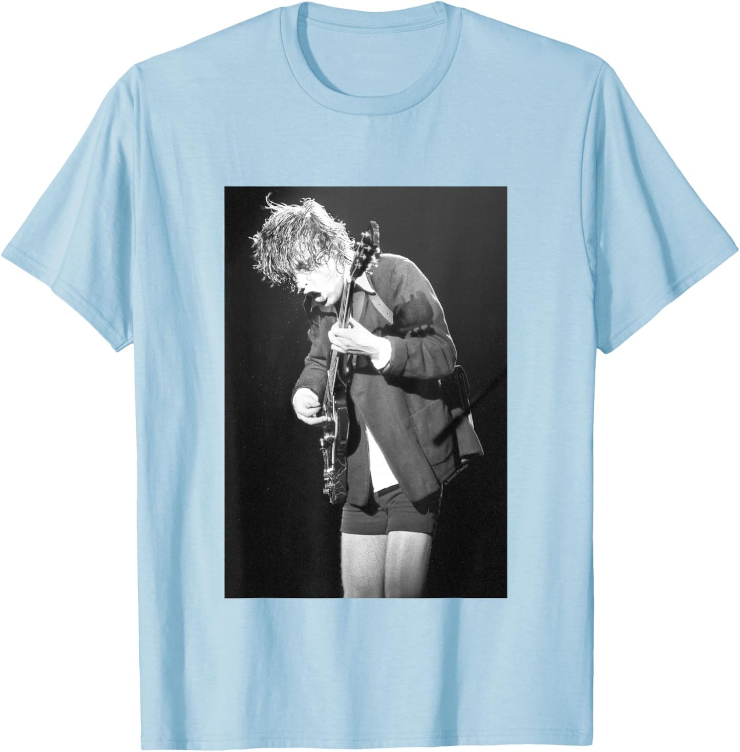 Angus Young Of ACDC Live By Simon Fowler T-Shirt - T-Shirt | Light Blue