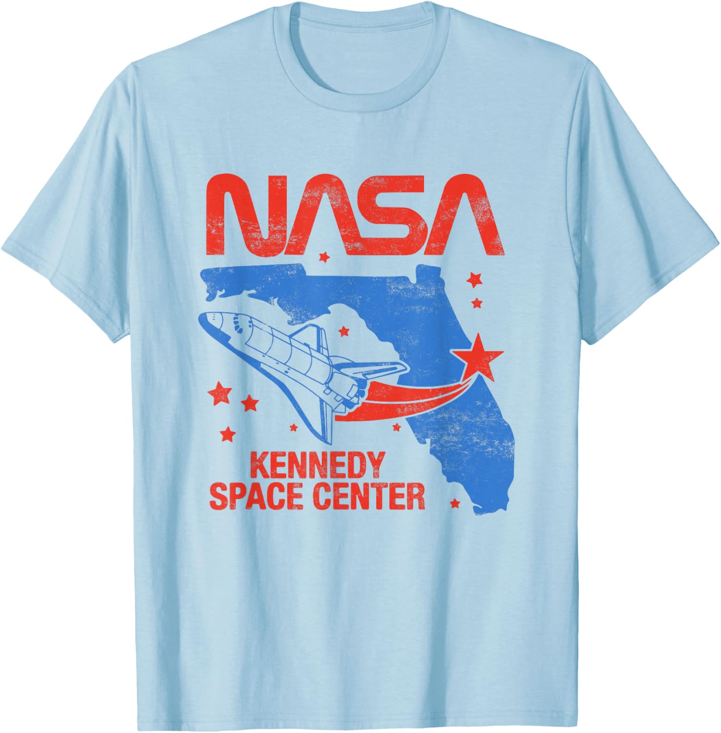 NASA Iconic Kennedy Space Center Vintage Big Chest Poster T-Shirt - T-Shirt | Light Blue