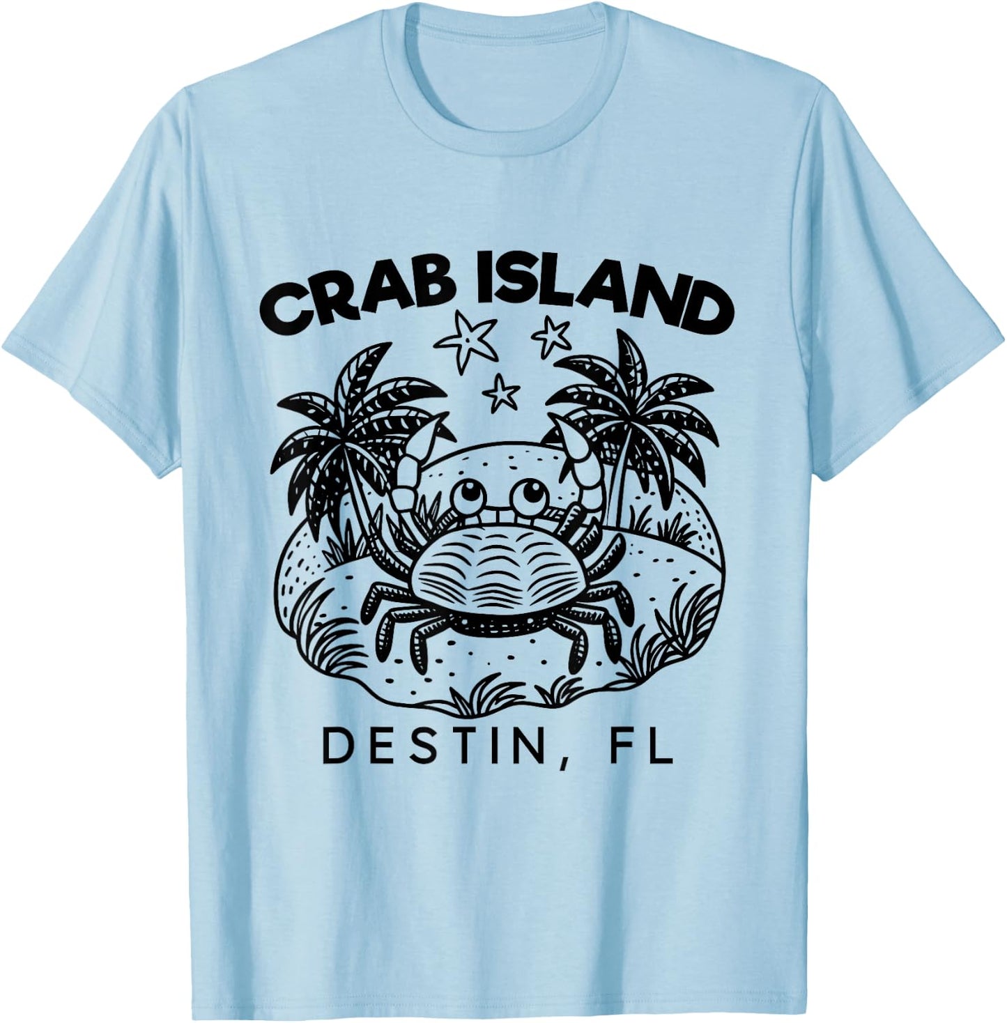 Island Crab, Sandbar Hangout, Destin Florida FL, Funny Crabs T-Shirt - T-Shirt | Light Blue