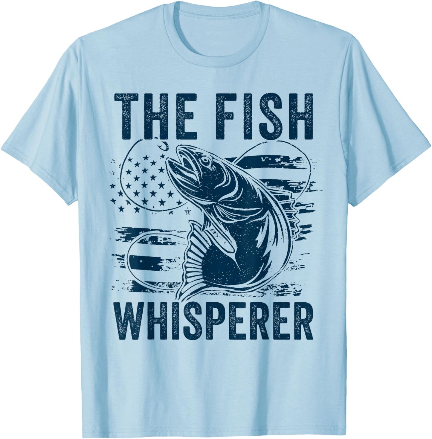 The Fish Whisperer US flag Funny Fishing T-Shirt - T-Shirt | Light Blue