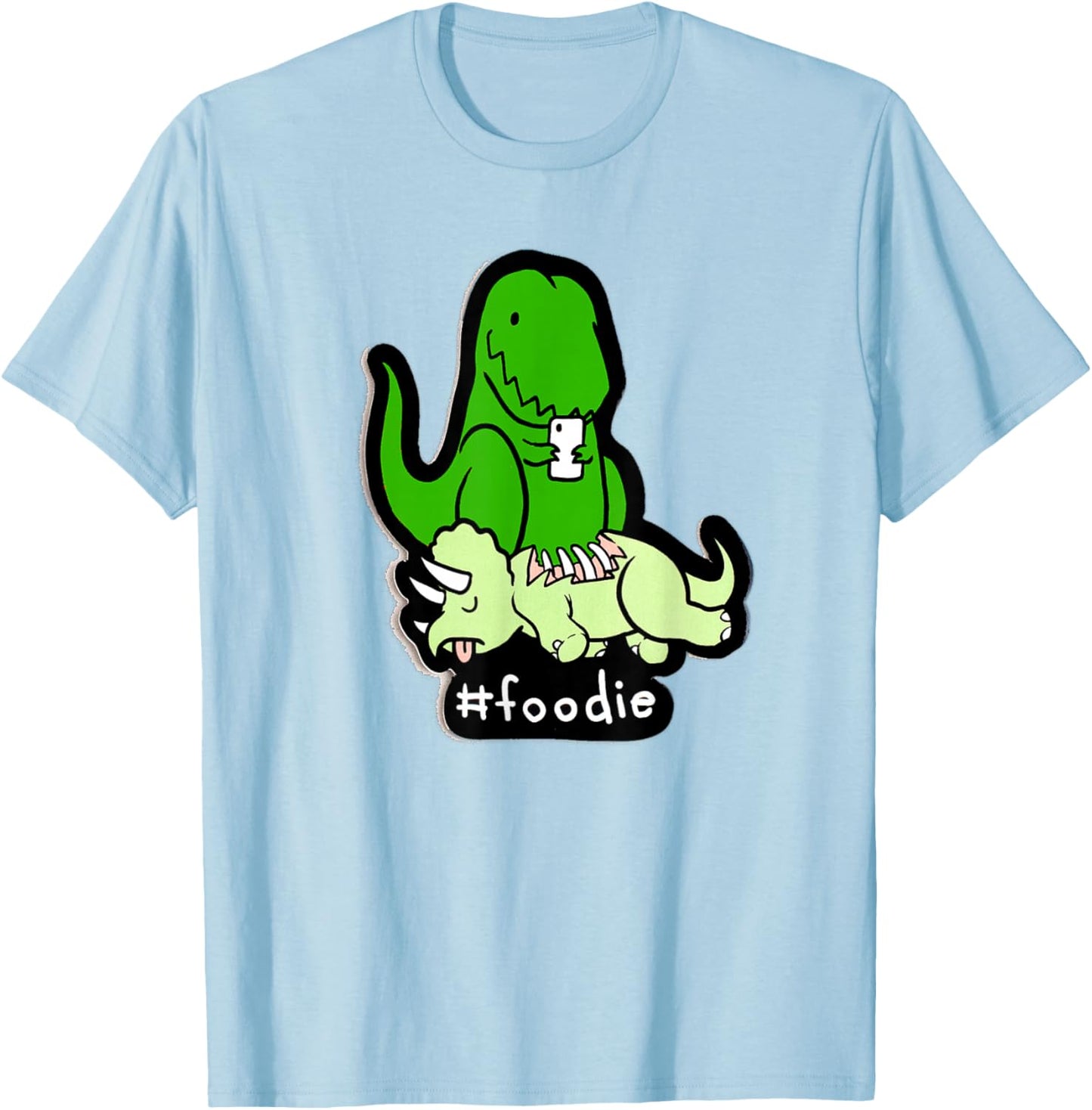 hashstag Foodie Dinosaur Funny T-Shirt - T-Shirt | Light Blue