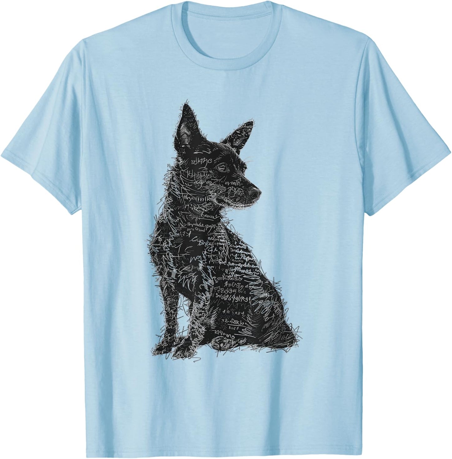 Dog Abstract Motif Drawing Artwork Animal Dog Women Kids T-Shirt - T-Shirt | Light Blue