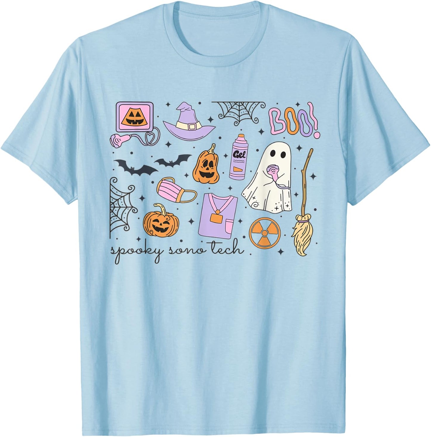 Spooky Sono Tech Sonographer Halloween Ultrasound Tech Fall T-Shirt - T-Shirt | Light Blue