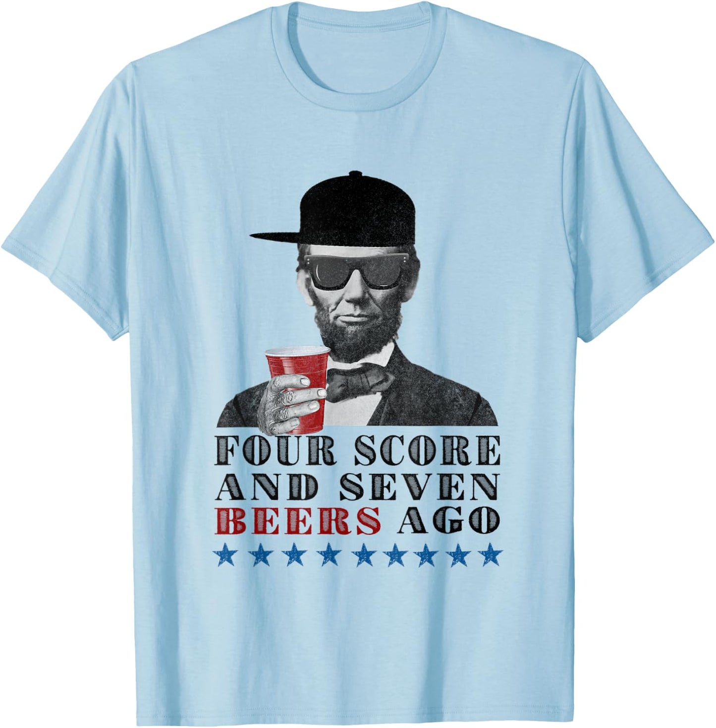 Funny Beer Drinkers Political Party Honest Abe T-Shirt - T-Shirt | Light Blue