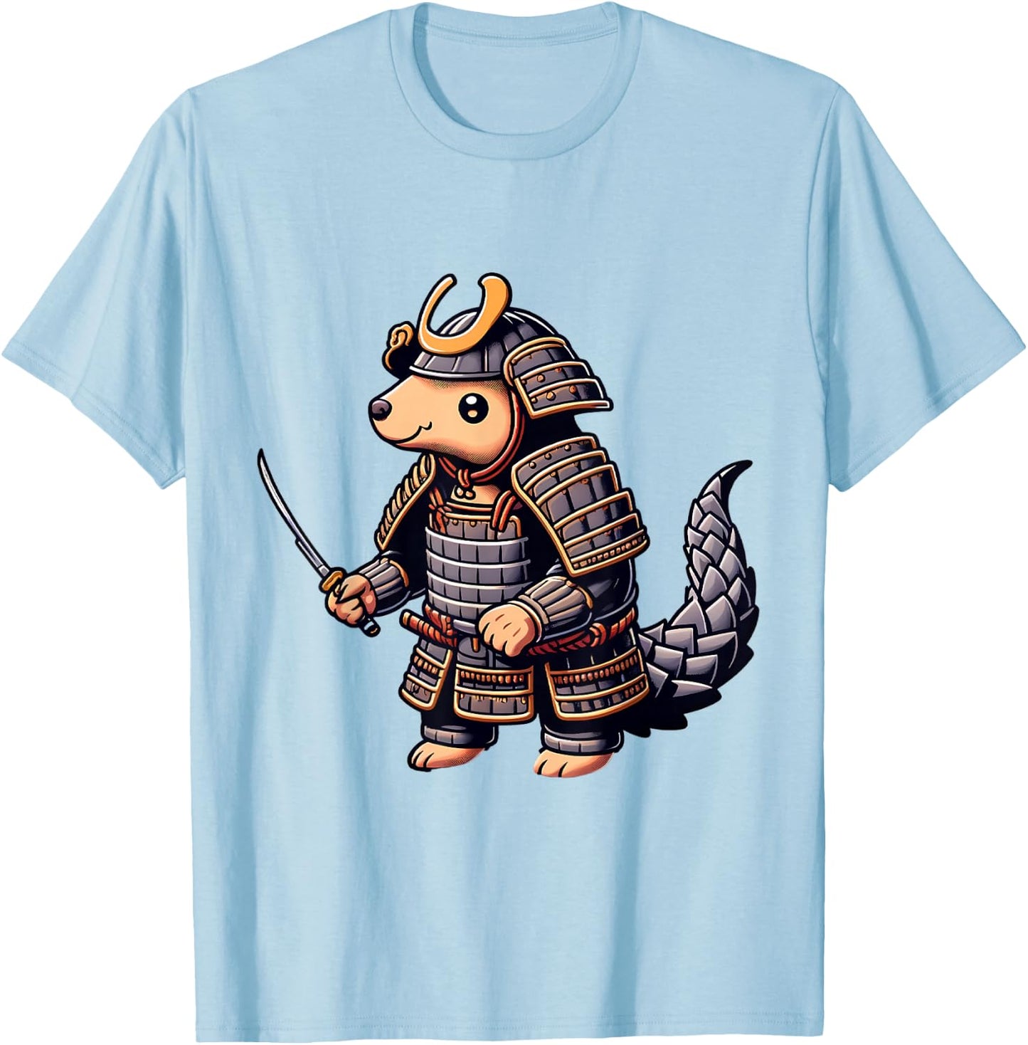Samurai Pangolin Japanese Anime Halloween Costume T-Shirt - T-Shirt | Light Blue
